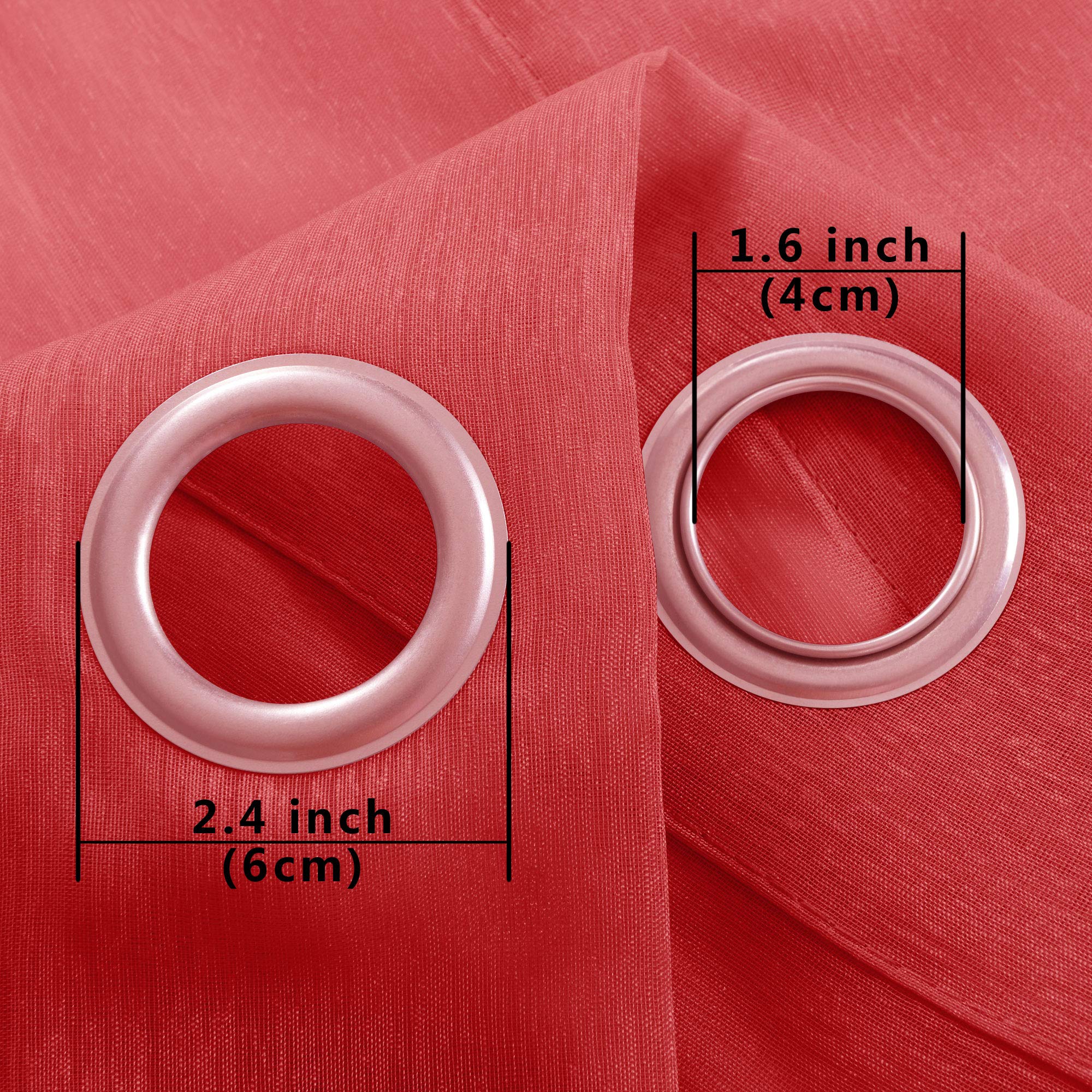 KOUFALL 108 Inch Long Red Curtains - Set of 2 Panels with Grommet Top, Faux Linen Semi-Sheer Window Drapes for Living Room & Bedroom Decor | Perfect for Home Theater, Photo Backdrops, and Party Decorations