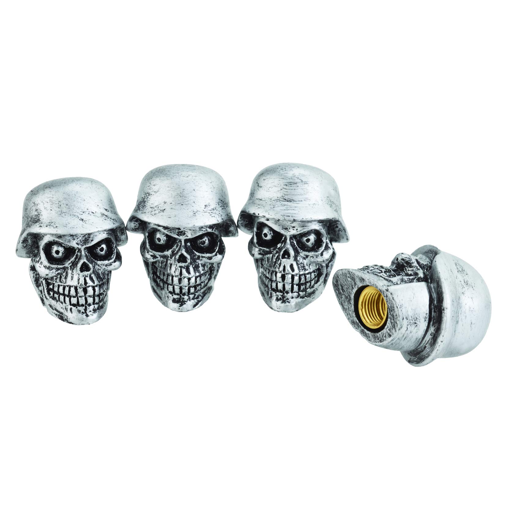 Abfer Skull Tire Valve Stem Caps - Universal Fit for Cars, Trucks, Motorcycles & Bikes - Silver Air Pressure Valve Cover (Set of 4) - Durable Wheel Rim Accessories for Customization & Off-Road Vehicles