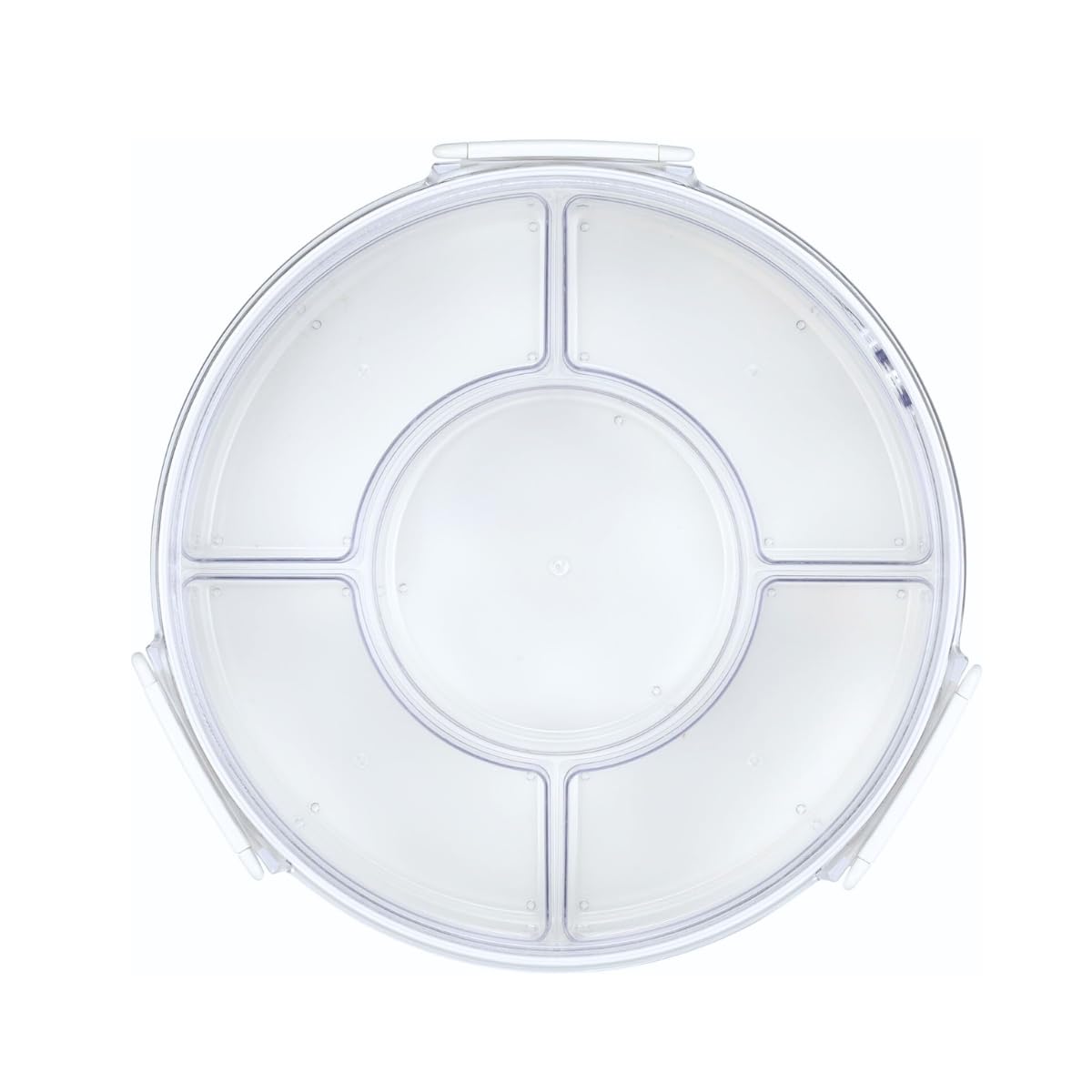 Premium 5-Compartment Airtight Round Serving Tray with Lid - Portable Snack Organizer, Charcuterie Box for Cheese, Fruits, Vegetables & Party Snacks - Perfect for Picnics, Camping & Entertaining