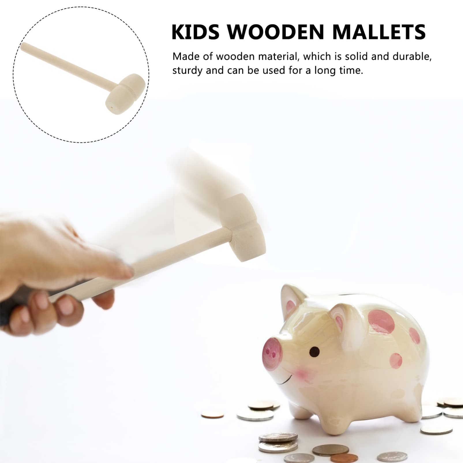Gadpiparty 36pcs Mini Wooden Hammer Toy Set - Chocolate Wooden Mallet for Kids, Educational Pounding & Cracking Toy for Boys & Girls (9.5X2.7X1.3CM) - Perfect for Birthday Parties, Easter Egg Hunts & Sensory Play