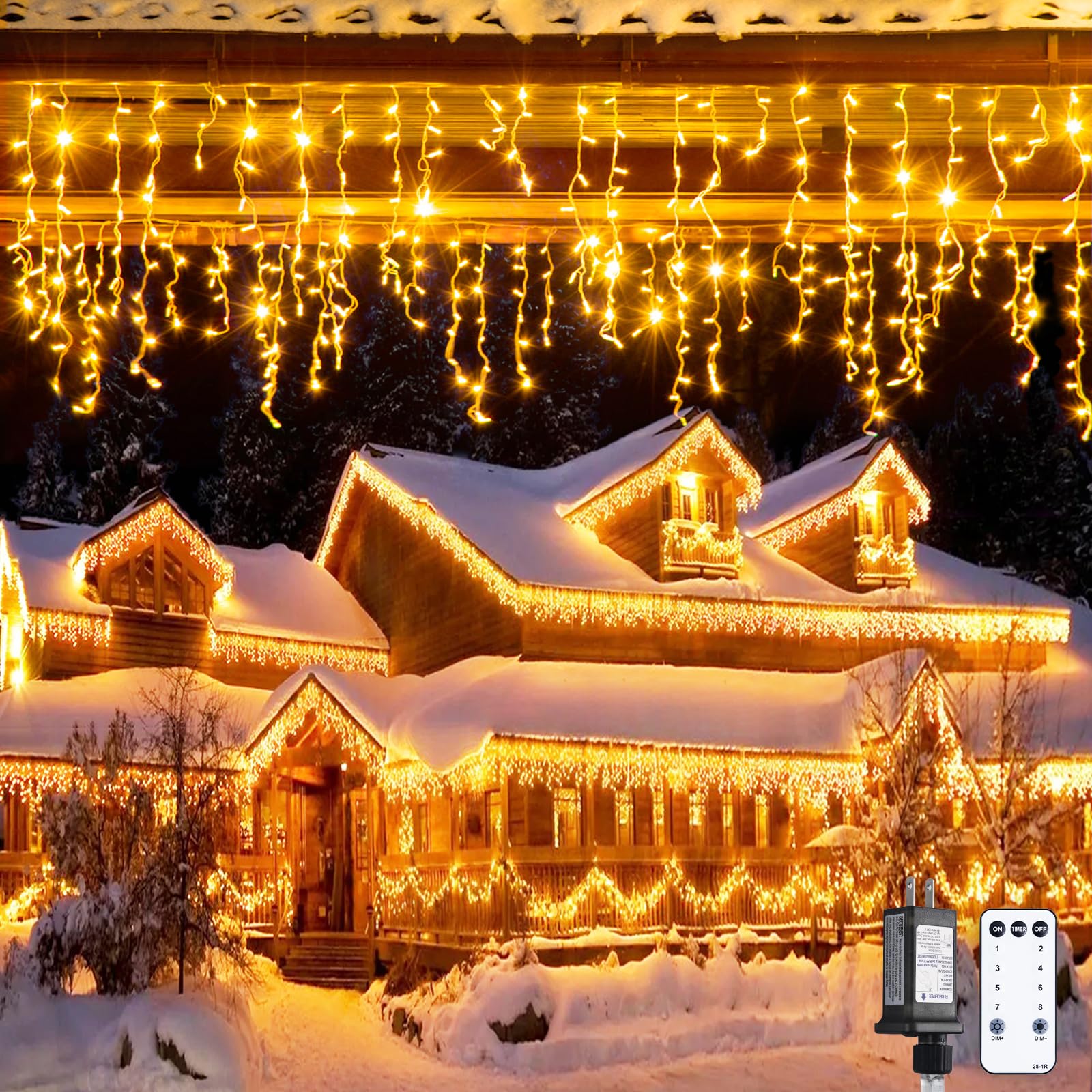 JMEXSUSS 800 LED Icicle Christmas Lights Outdoor Waterproof - Warm White Holiday Lights for House, Party, Wedding & Christmas Decorations - Perfect for Roof, Windows, Trees and Outdoor Holiday Displays