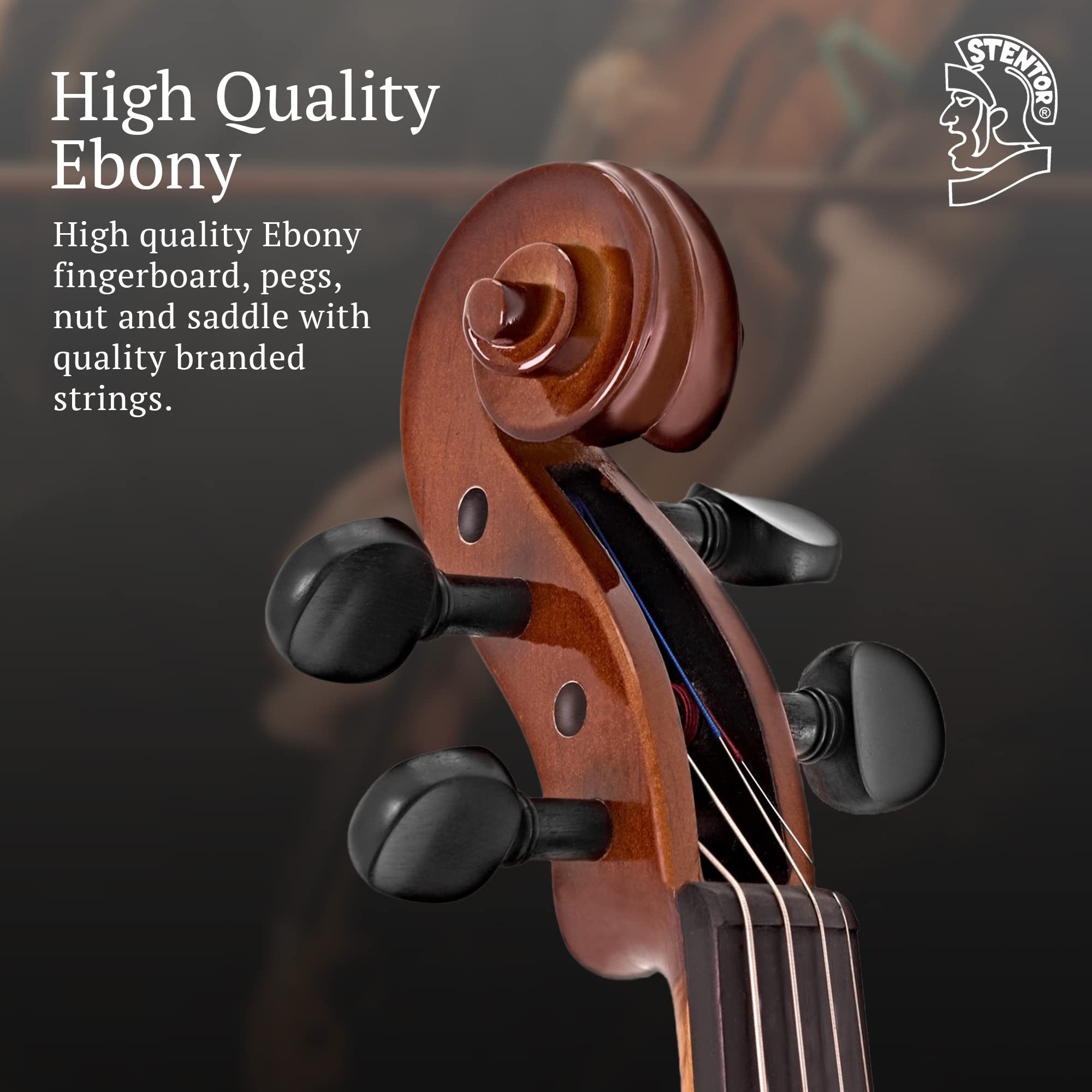 Stentor 4-String 3/4 Size Violin - Brown & Red Finish (1500 Model) | Ideal for Students & Beginners | Perfect for School Orchestras & Music Lessons