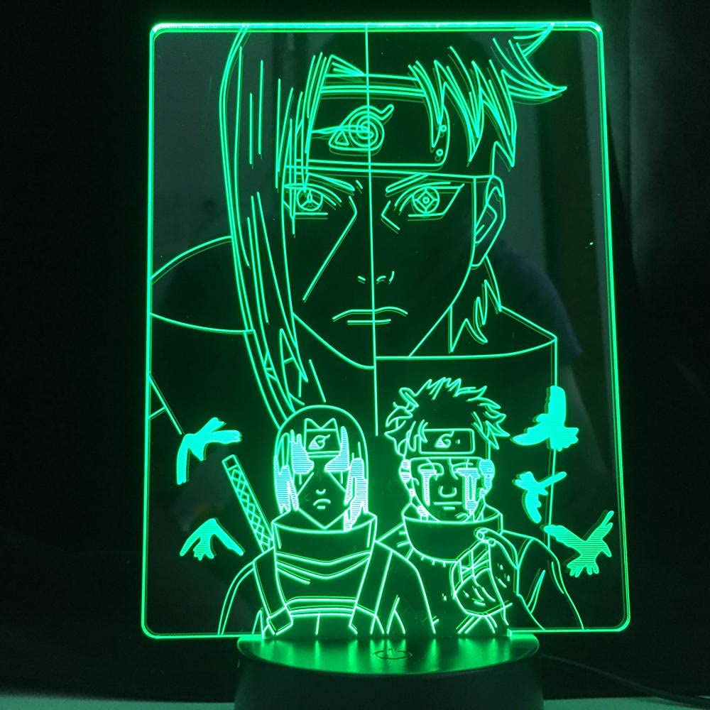 3D Illusion Anime Night Light - Uchiha Sasuke LED Lamp with 7 Color Touch Control | Perfect for Bedroom Decor, Kids Birthday Gift & Manga Lovers | Creates Stunning Visual Effects for Relaxation & Anime-Themed Rooms