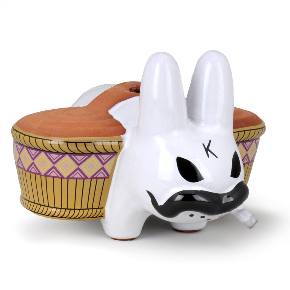 Kidrobot x Frank Kozik White Smorkin Labbit Chia Pet - Fun DIY Plant Growing Kit for Home Decor, Office Desk & Gift Ideas