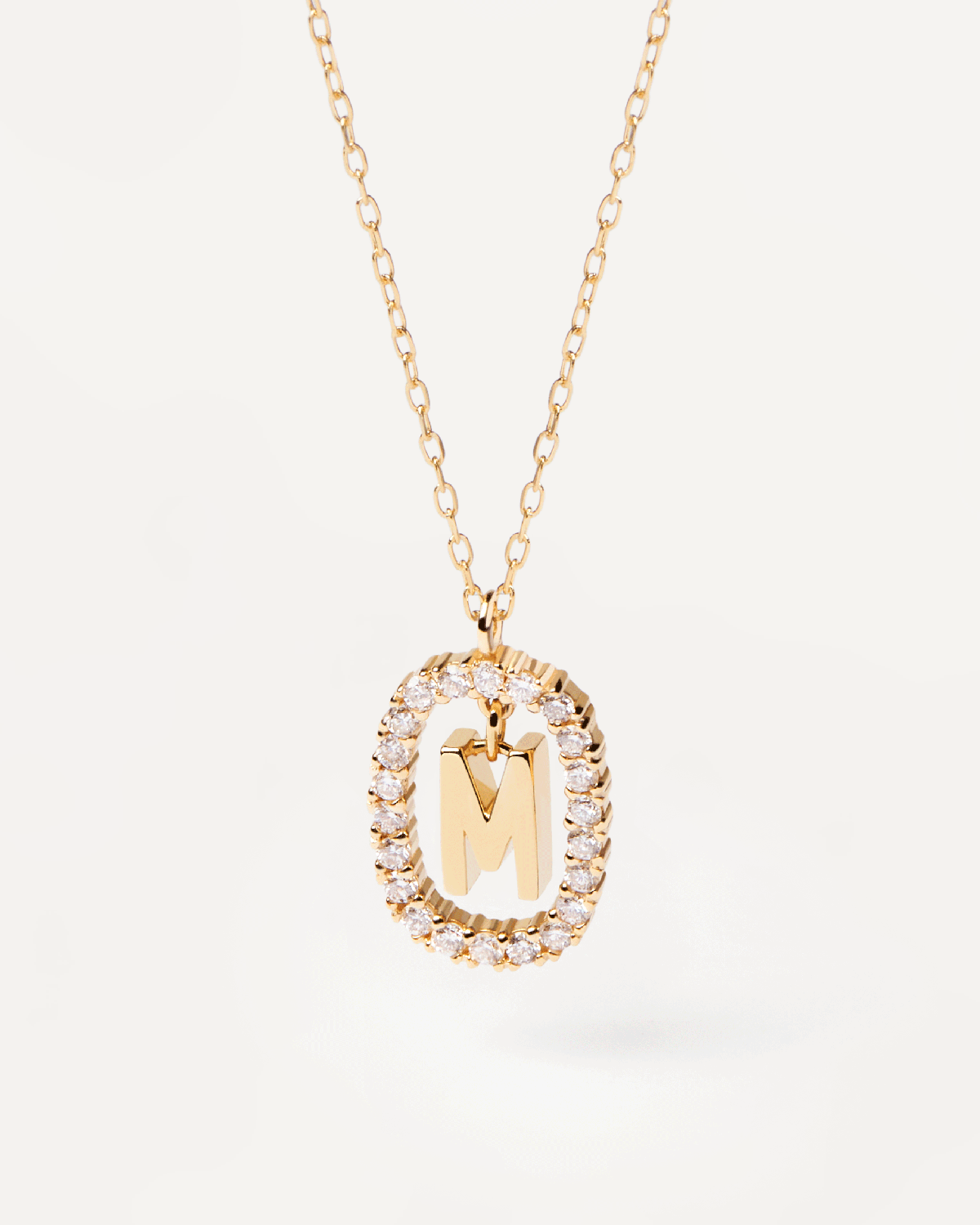 Diamond & Gold Letter M Necklace for Women - Elegant Initial Pendant Jewelry Gift for Birthday, Anniversary & Valentine's Day