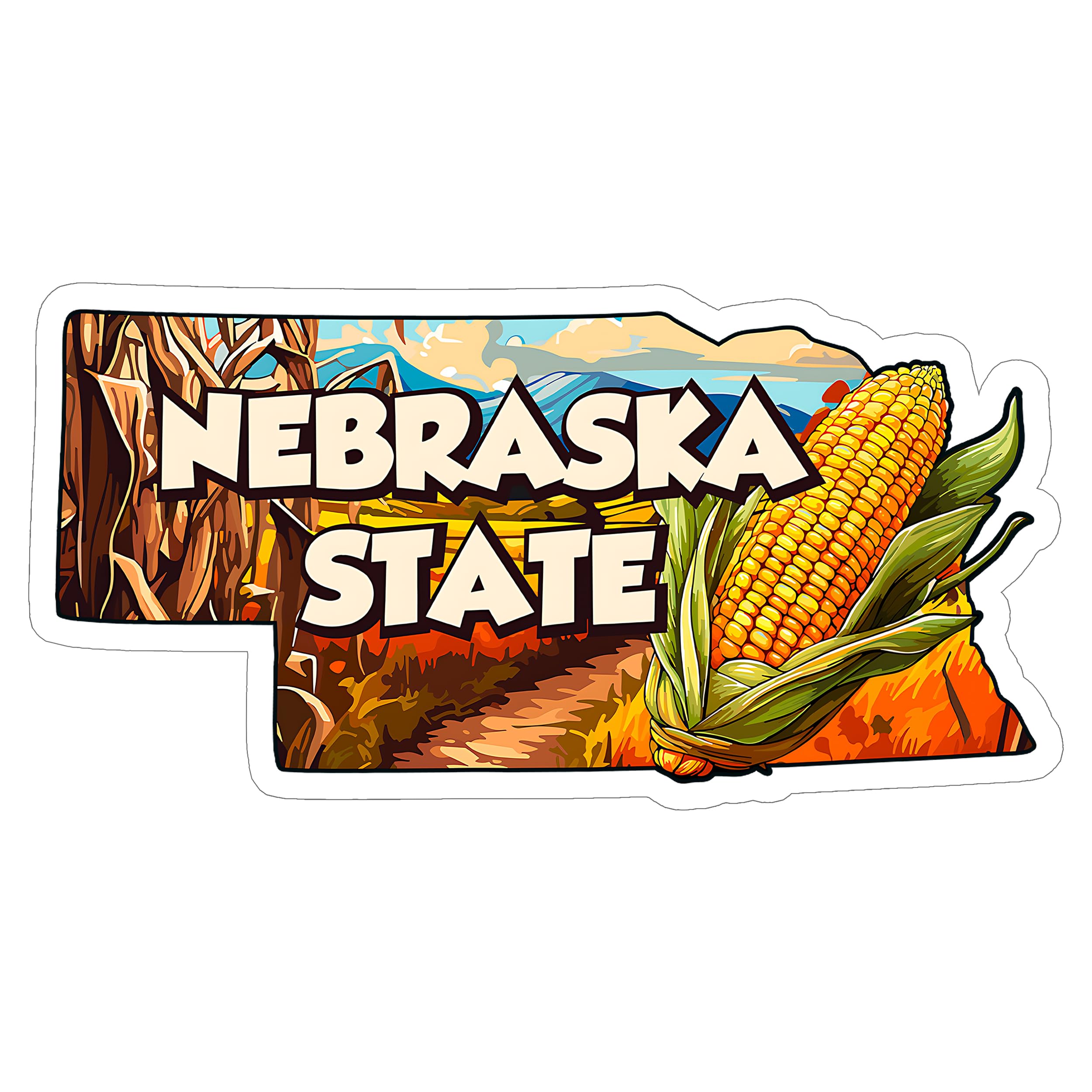 Nebraska State Sticker - Waterproof Vinyl Decal for Travel Souvenirs, Water Bottles, Mugs, Laptops & Cars - 4