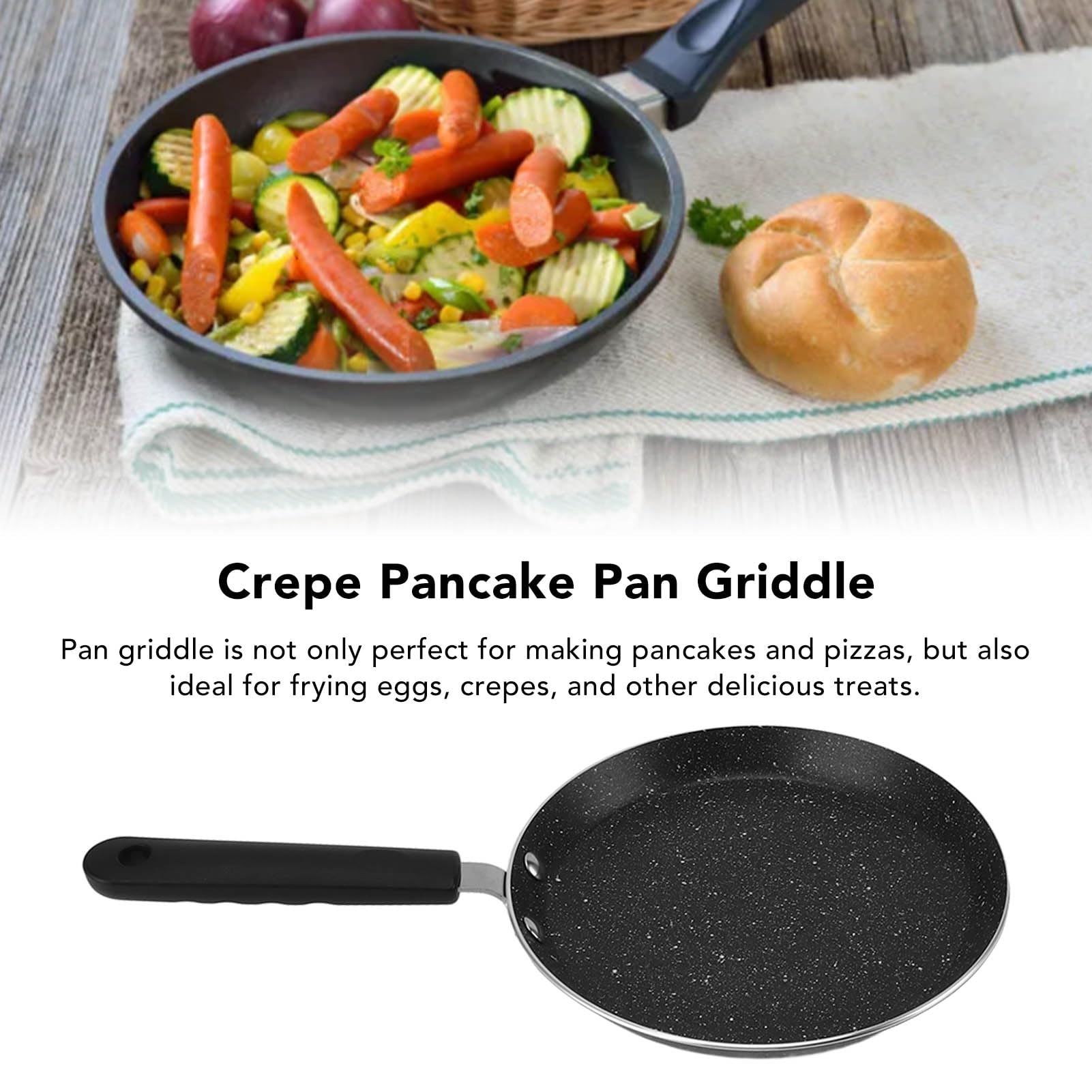 **6 Inch Nonstick Crepe Pan - Aluminum Alloy Tortilla & Pancake Skillet - Compatible with All Stovetops - Perfect for Roti, Dosa, Omelets & More - Ideal for Breakfast, Brunch & Home Cooking**