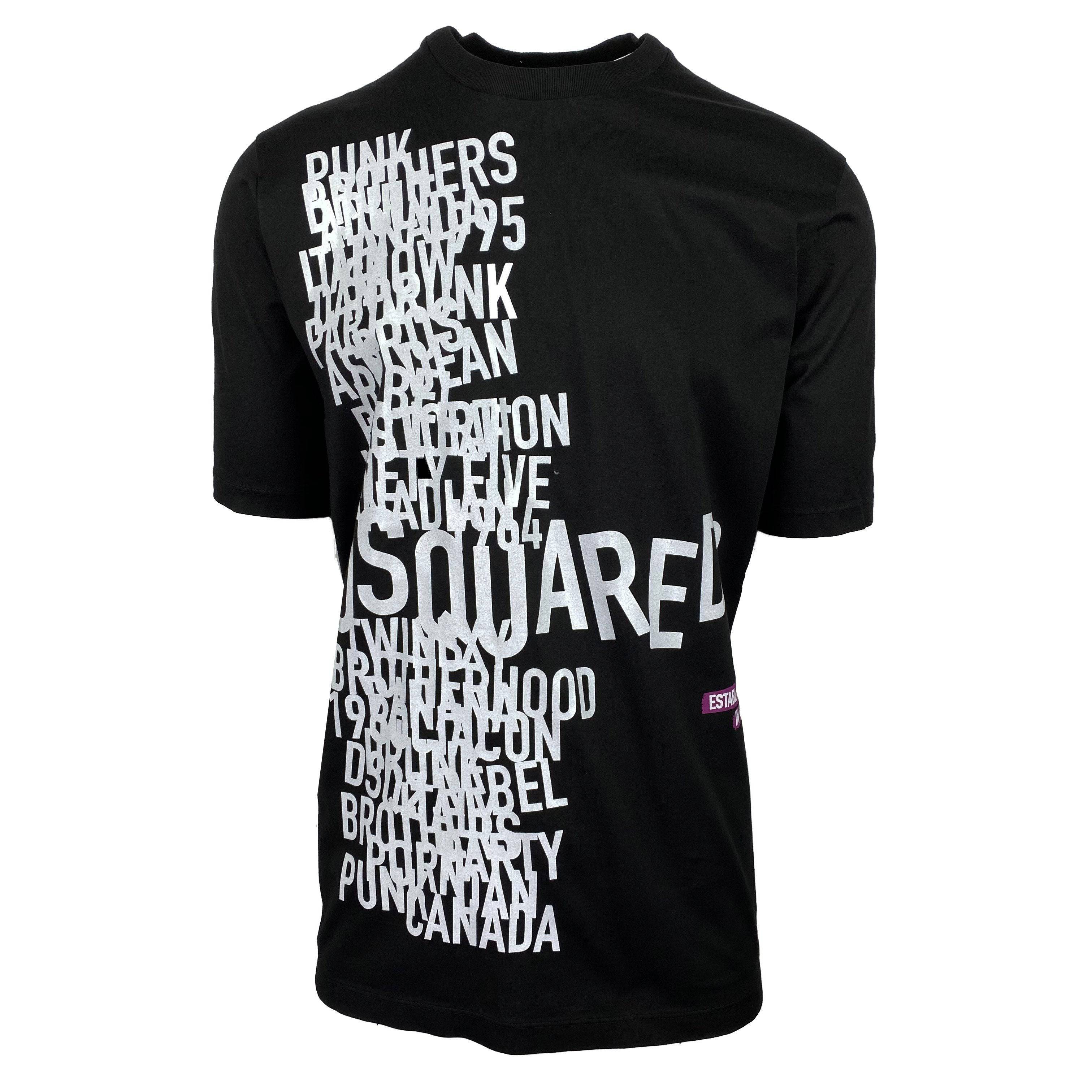 DSQUARED2 Black Oversized Logo T-Shirt for Men | Trendy Graphic Tee | Streetwear Fashion | Perfect for Casual Outings & Urban Style