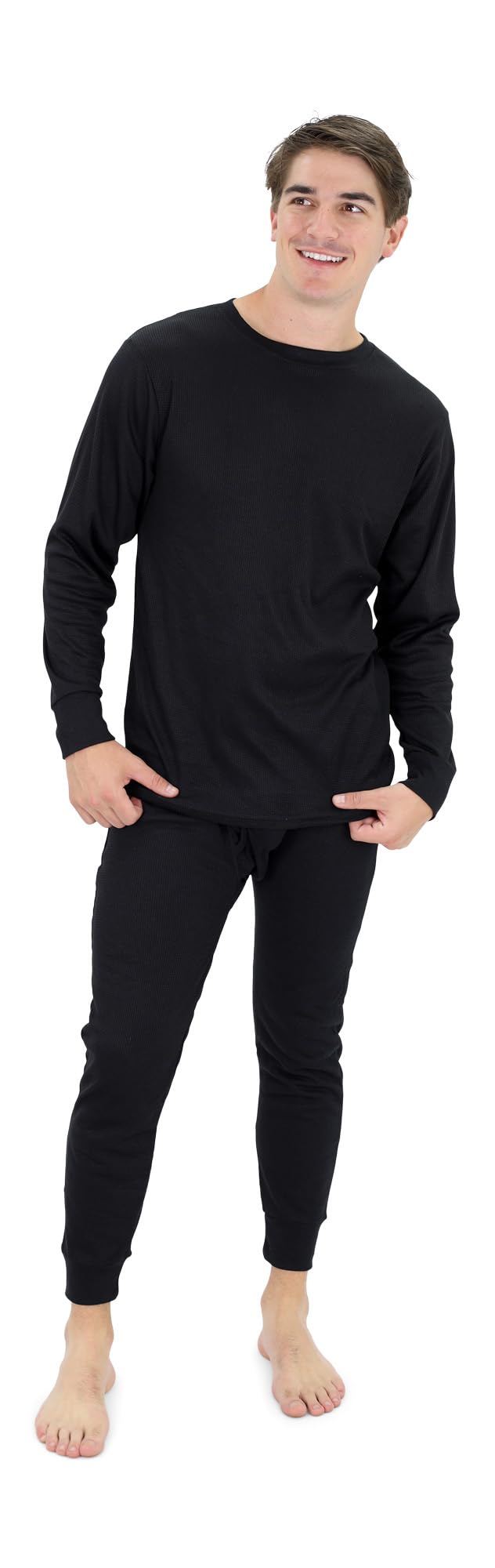 Mossy Oak Men's Thermal Underwear Set - Waffle Knit Long Sleeve Shirt & Pants for Cold Weather, Base Layer Hunting Gear - Warm Winter Workwear for Outdoor Activities, Camping, and Hiking
