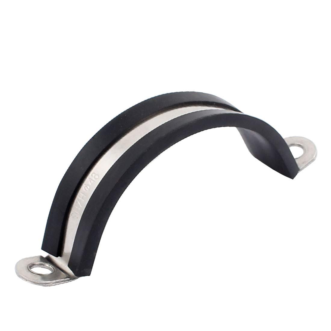 48mm Dia U-Shaped Stainless Steel Hose Pipe Clamps with Rubber Lining - Heavy Duty Cable Clips for Plumbing, Automotive & Marine Use - Secure Fuel Lines, Water Hoses & Electrical Wiring - Ideal for Engine Bays, Underwater Equipment & Industrial Piping Systems