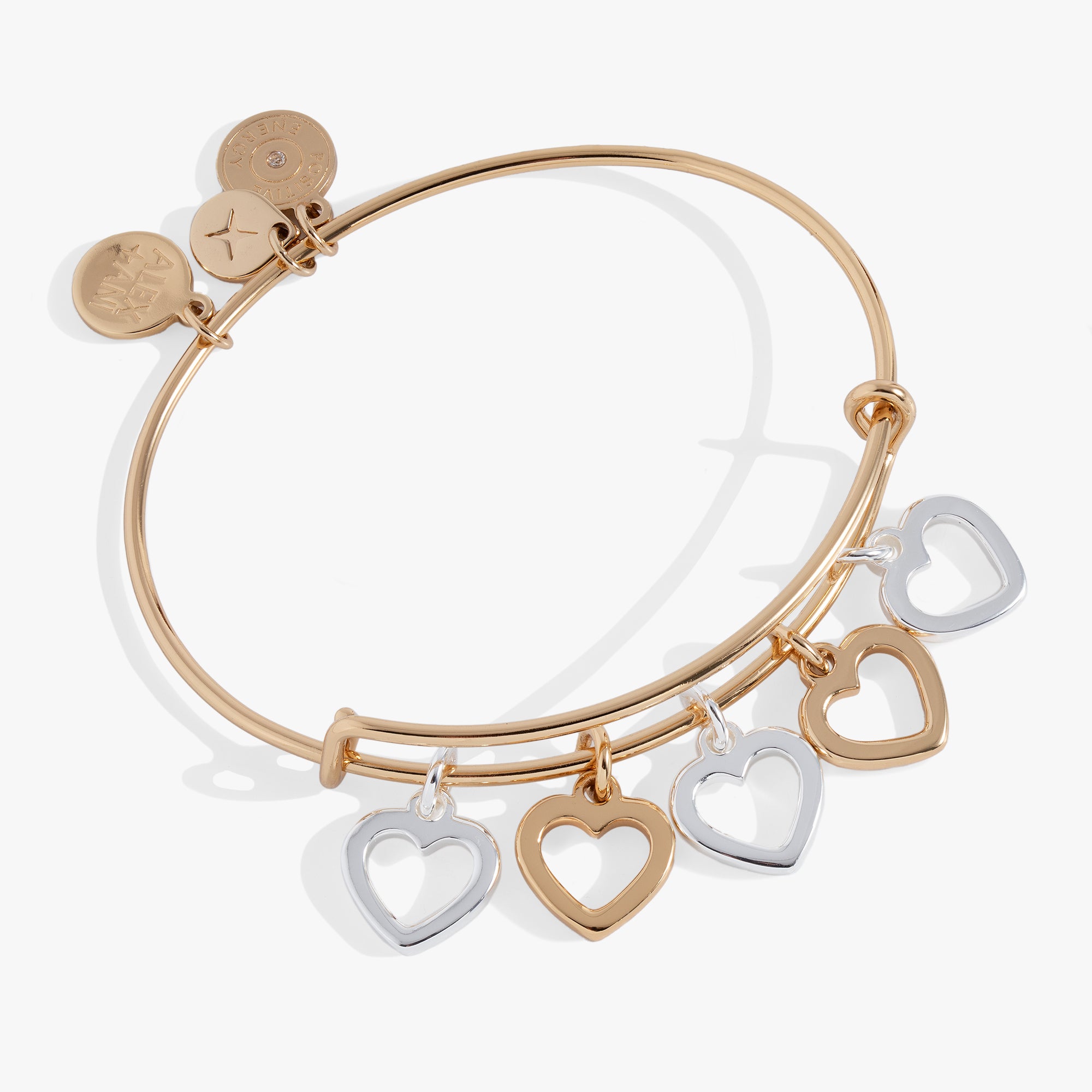 Hearts Multi Charm Bangle Bracelet for Women - Elegant Stackable Jewelry Gift for Valentine's Day, Anniversary & Everyday Wear