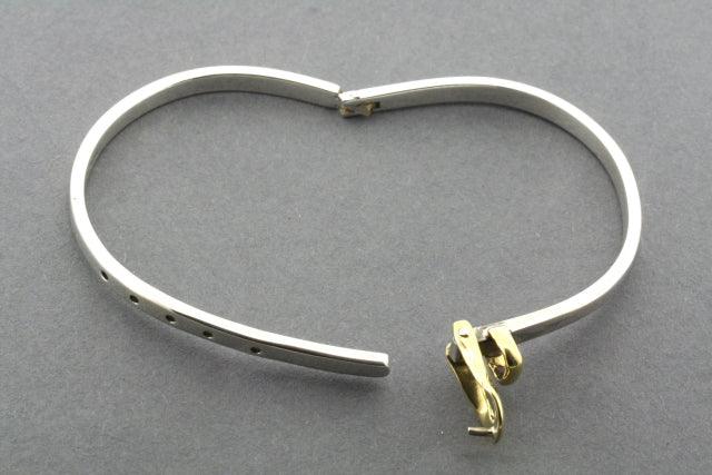 Sterling Silver & Brass Buckle Bangle Bracelet for Women - Elegant Adjustable Jewelry for Everyday Wear & Special Occasions