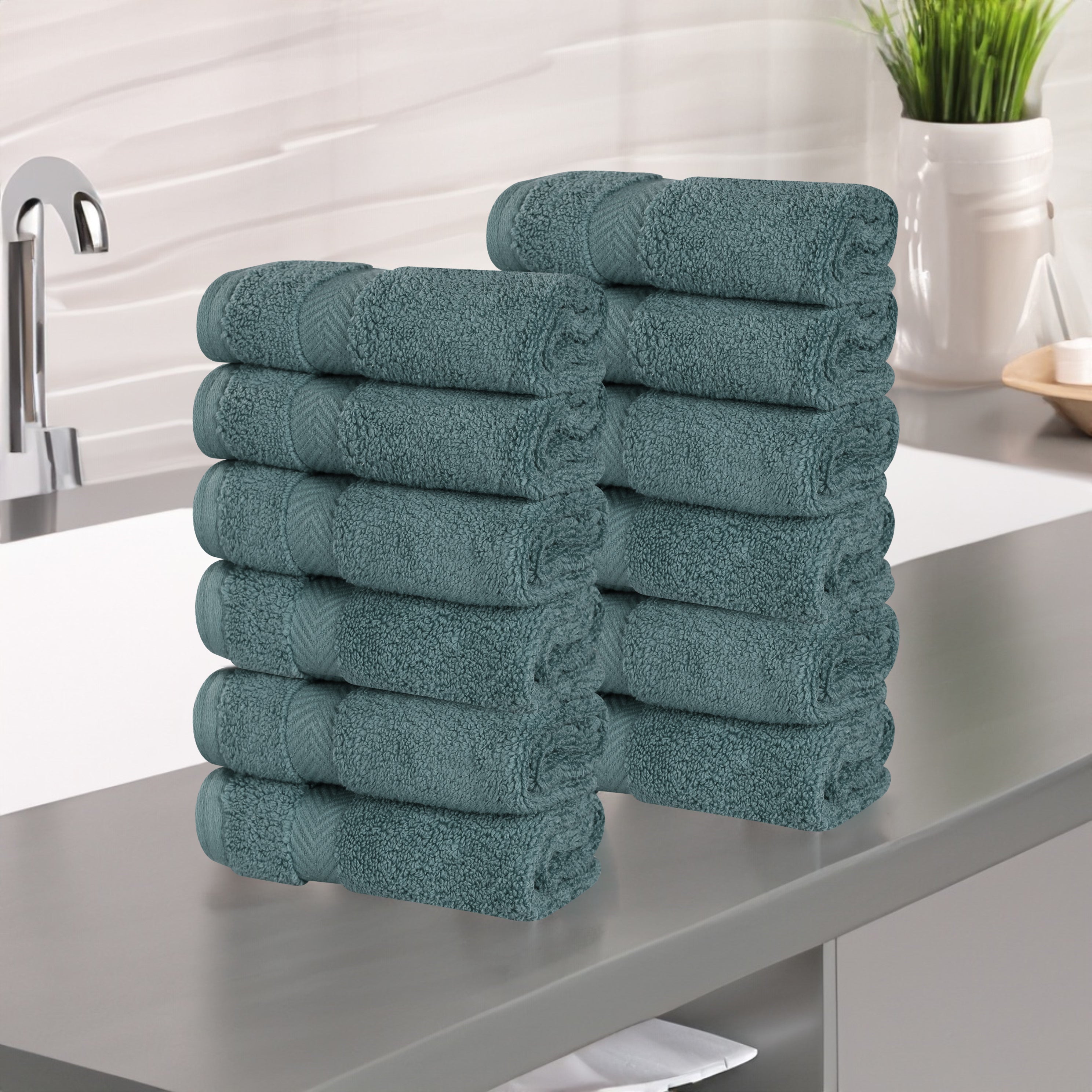 12 Pack Zero Twist Cotton Ultra Soft Face Towels & Washcloths | Premium Bath & Spa Essentials for Gentle Skincare, Makeup Removal & Baby Care