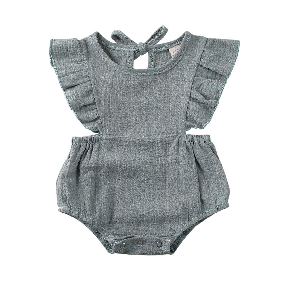 Adorable Infant Baby Girl Lace Ruffle Romper Jumpsuit - Newborn Summer Outfit & Bodysuit - Perfect for Photoshoots, Parties & Everyday Wear