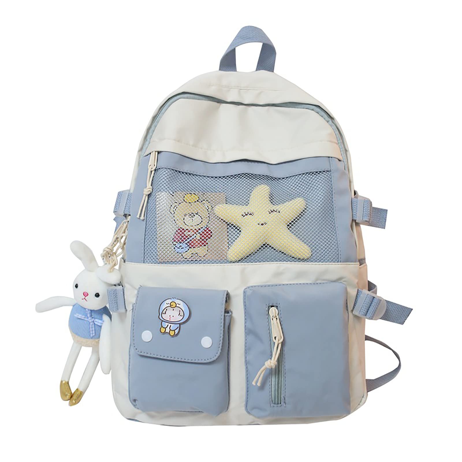 Cute Kawaii Backpack with Accessories - Large Capacity Aesthetic School Bag for Girls & Boys | Perfect for School, Travel & Daily Use