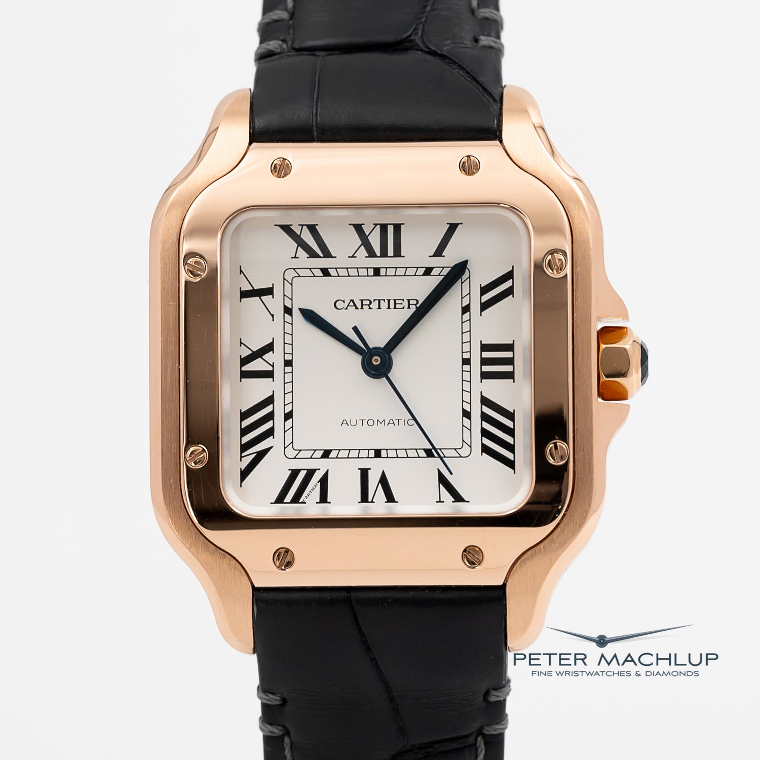 Cartier Santos MM Automatic Watch for Men - Luxury Stainless Steel Swiss Timepiece - Perfect for Business, Formal Events & Everyday Wear