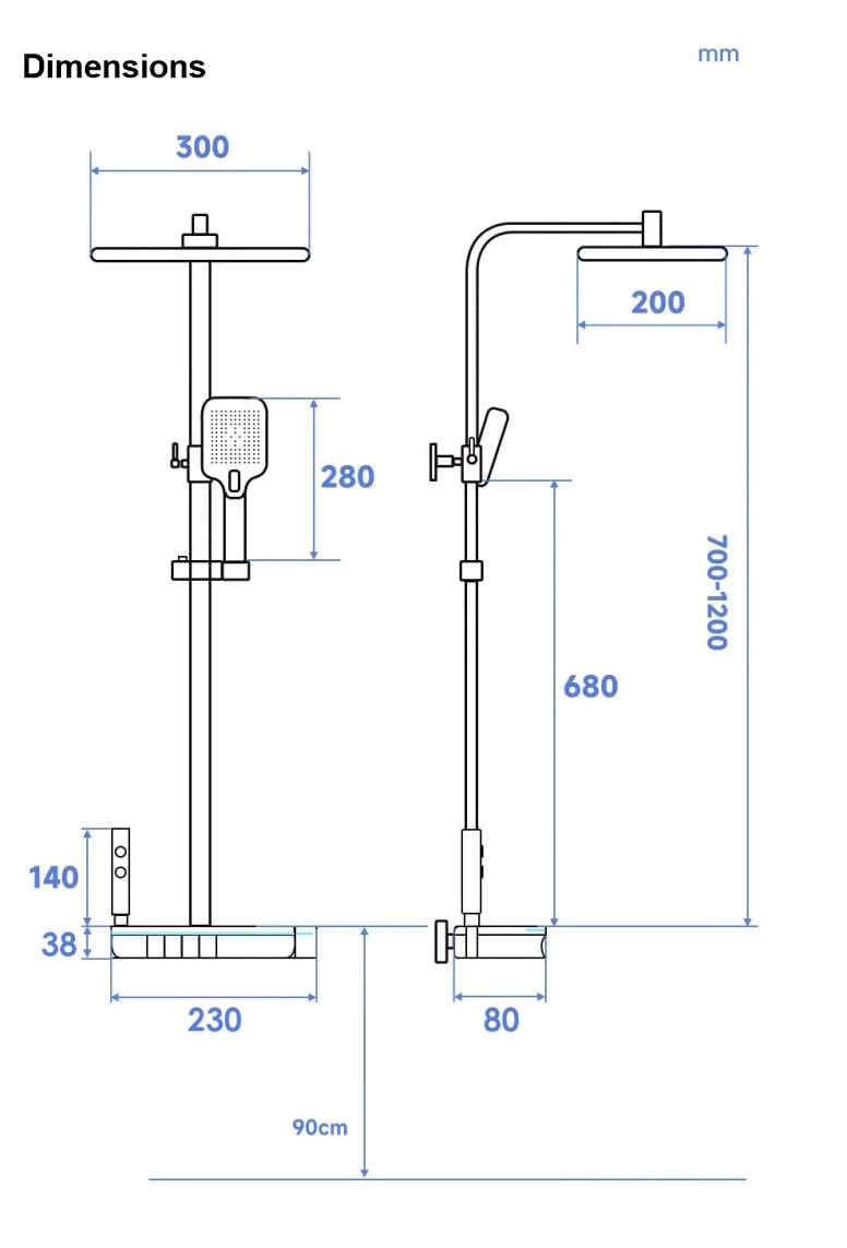 B Backline Brass LED Shower Panel Set with Temperature Display - 4-in-1 Multifunction Shower System with Hand Shower, Overhead Shower & Jet Spray | Hot & Cold Mixer for Modern Bathroom | Gun Grey Finish | Perfect for Spa-Like Experience & Luxury Bathroom Upgrade