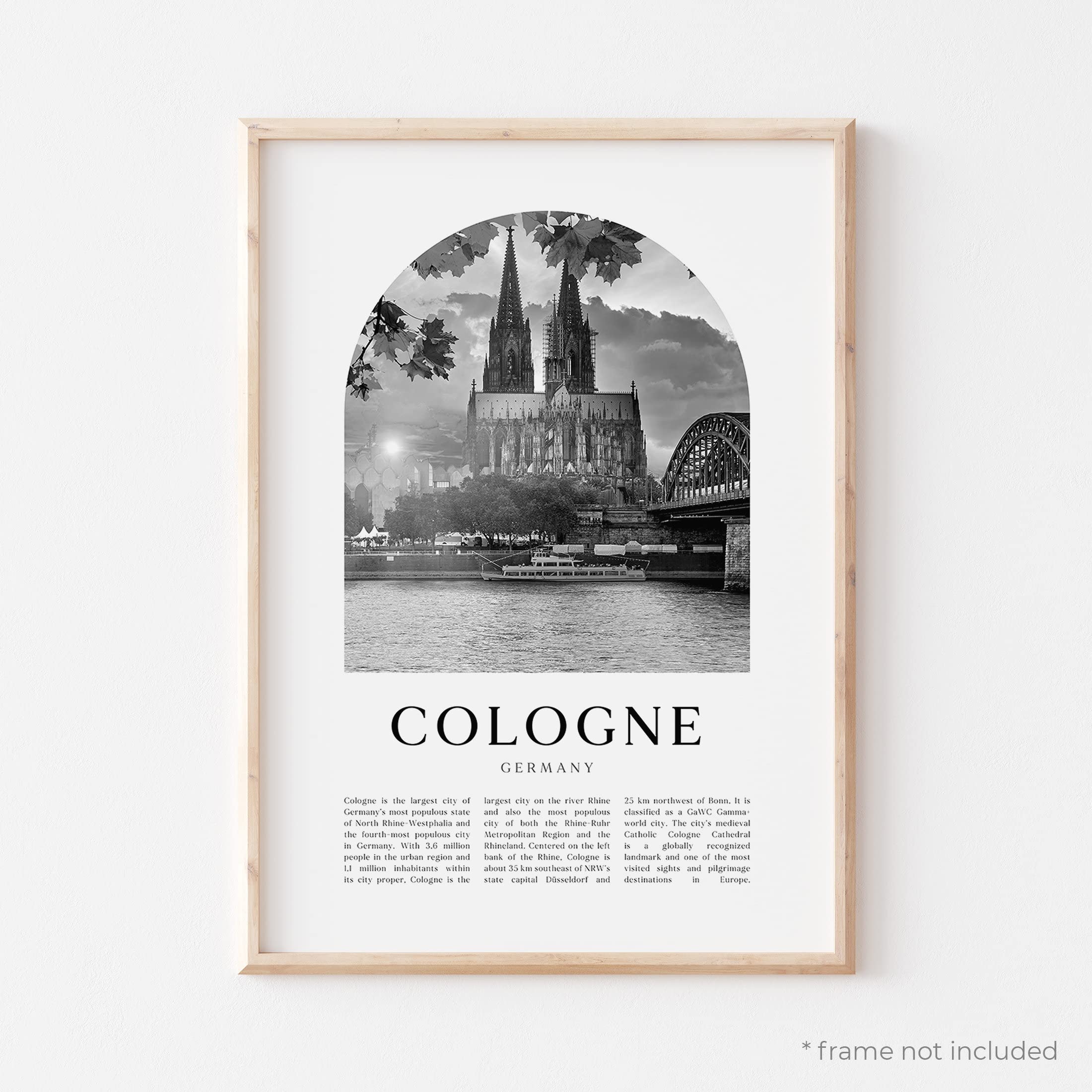 Vintage Cologne Germany Skyline Art Print - Black and White Wall Decor Poster for Home & Office - Perfect for Living Room, Bedroom, or Gift Idea