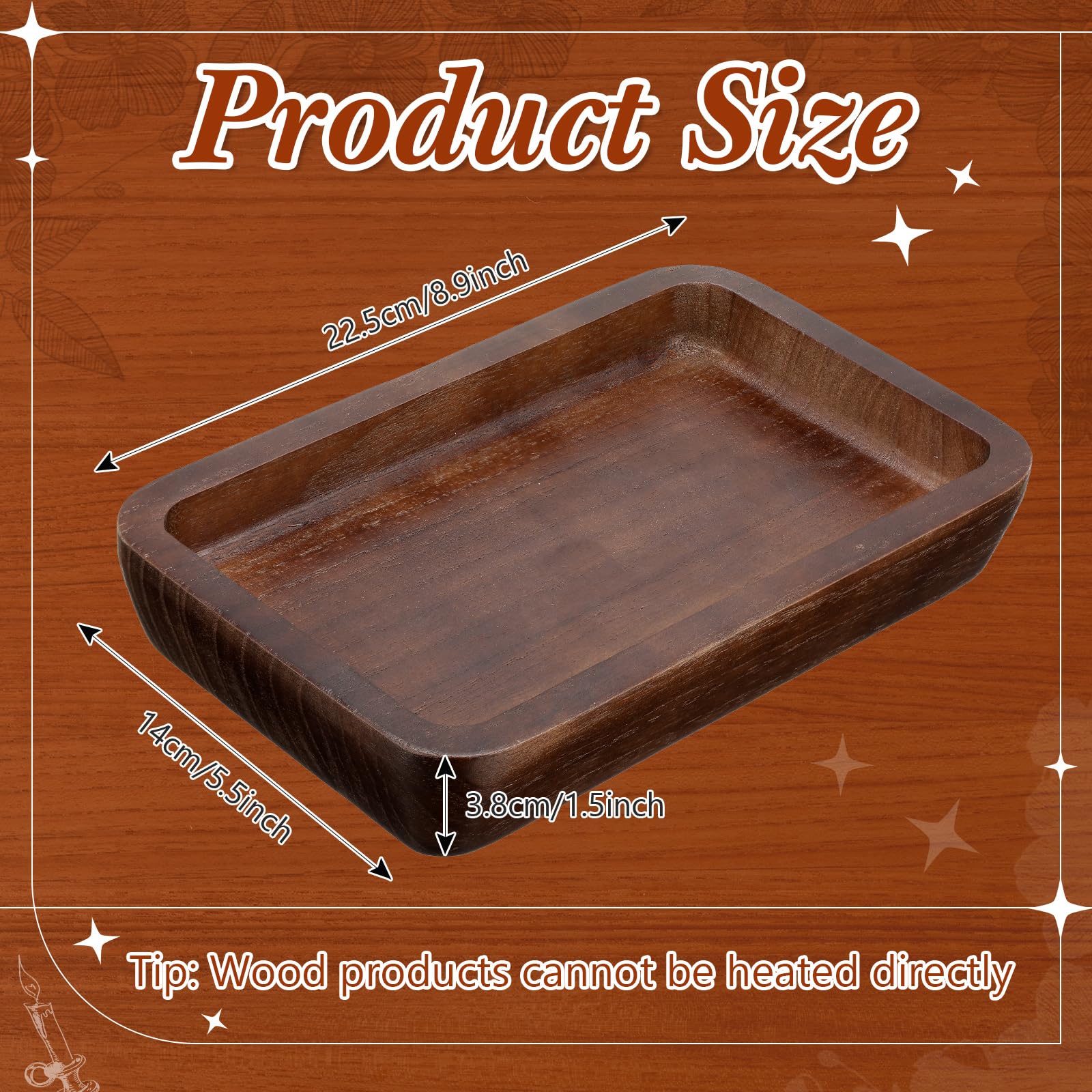 4 Pcs Hand Carved Wooden Candle Bowls - Rustic Square Tray for DIY Candles, Charcuterie, Sushi & Home Decor | Paulownia Wood Dough Board for Dining, Kitchen & Winter Decorations