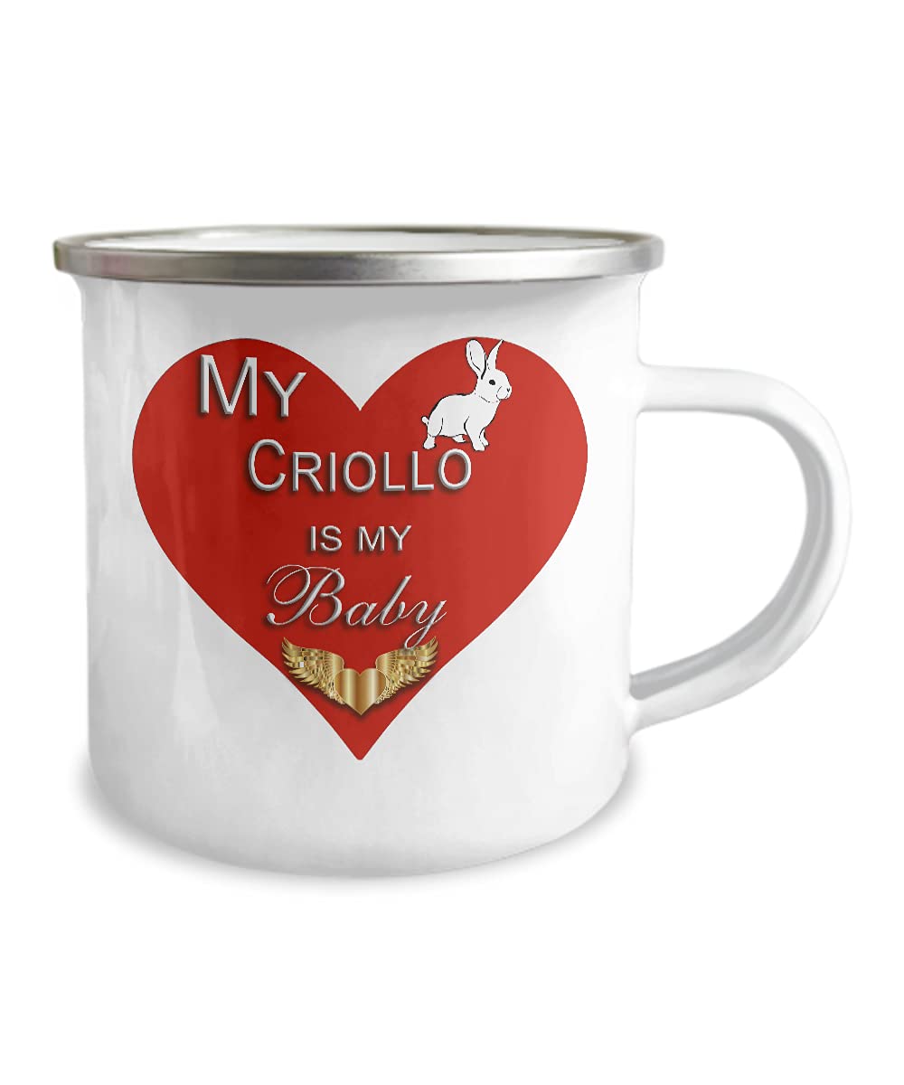 Criollo Bunny Rabbit Owner Gifts - 'My Rabbit Is My Baby' Gold Heart Design - 12oz Enameled Stainless Steel Travel Mug for Coffee, Tea & Hot Chocolate - Perfect for Pet Lovers, Bunny Parents & Rabbit Enthusiasts