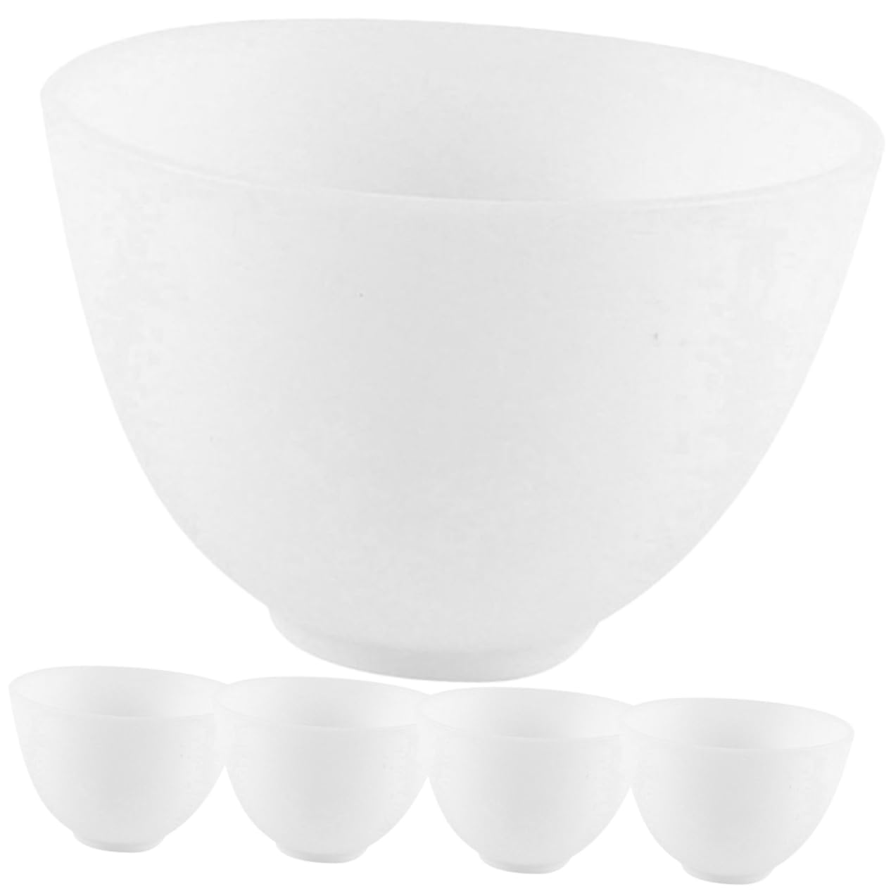 **Hemoton 5-Piece Silicone Cosmetic Mixing Bowls Set – Skincare Mask Mixing Containers with Pinch Design – Perfect for DIY Face Masks, Makeup, and Beauty Treatments – White**    *(Use Case: Ideal for mixing facial masks, creams, serums, and makeup products at home or in professional salons.)*