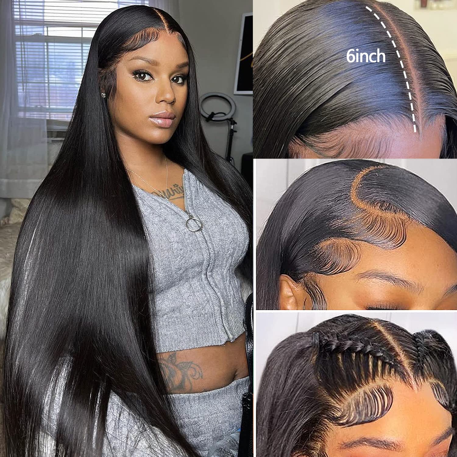 13x6 HD Lace Front Wigs Human Hair Straight - 150% Density Pre Plucked with Baby Hair | Brazilian Straight Hair Wig for Black Women | Natural Black 18 Inch | Perfect for Daily Wear, Parties & Special Occasions