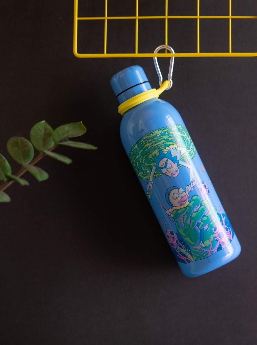 Rick and Morty 500ml (17 oz) Stainless Steel Insulated Water Bottle - Hot & Cold Thermos for School, Gym, Travel | Cute Cartoon Gift for Fans