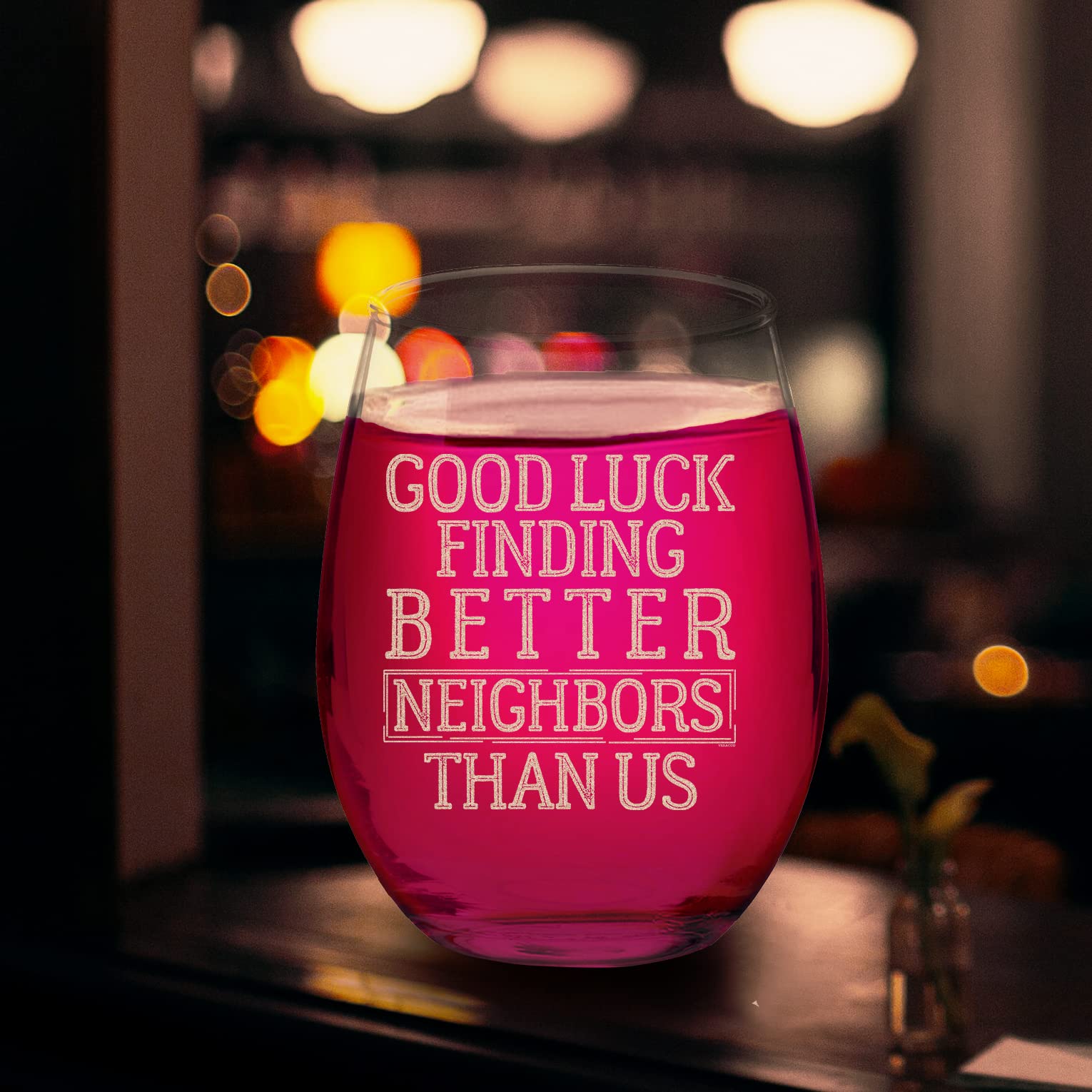 Funny Stemless Wine Glass - Best Neighbor Gift, Charcuterie Topper & Party Favors for Birthdays, Housewarming & Wine Accessories - Perfect for Wine Nights, Gifts & Entertaining