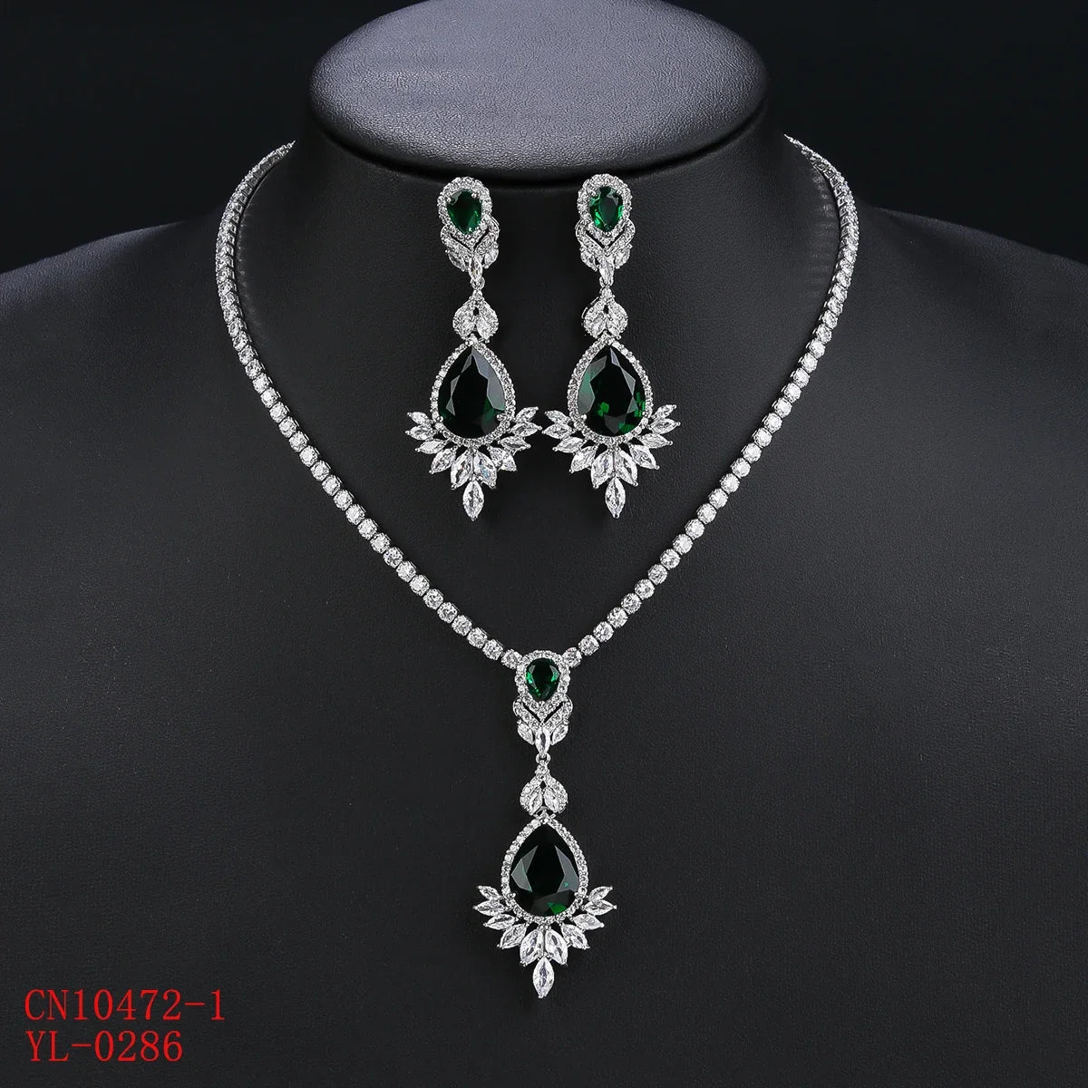 Elegant CZ Cubic Zirconia Water Drop Pendant Necklace & Earrings Set - Bridal Wedding Jewelry for Women - Perfect Gift for Anniversary, Engagement & Special Occasions