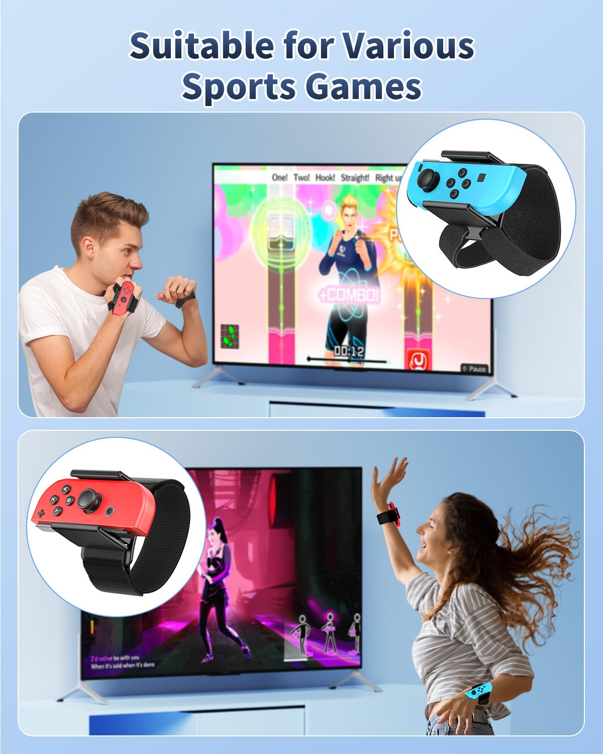 6 in 1 Wrist Strap for Just Dance 2025 & Nintendo Switch Sports - Upgraded Case-Friendly Hand Band for Zumba Burn It Up - Adjustable Joypad Controller for Nintendo Switch & OLED - Comfortable Wristband for Kids & Adults - Perfect for Dance Games, Fitness Workouts & Family Gaming Fun