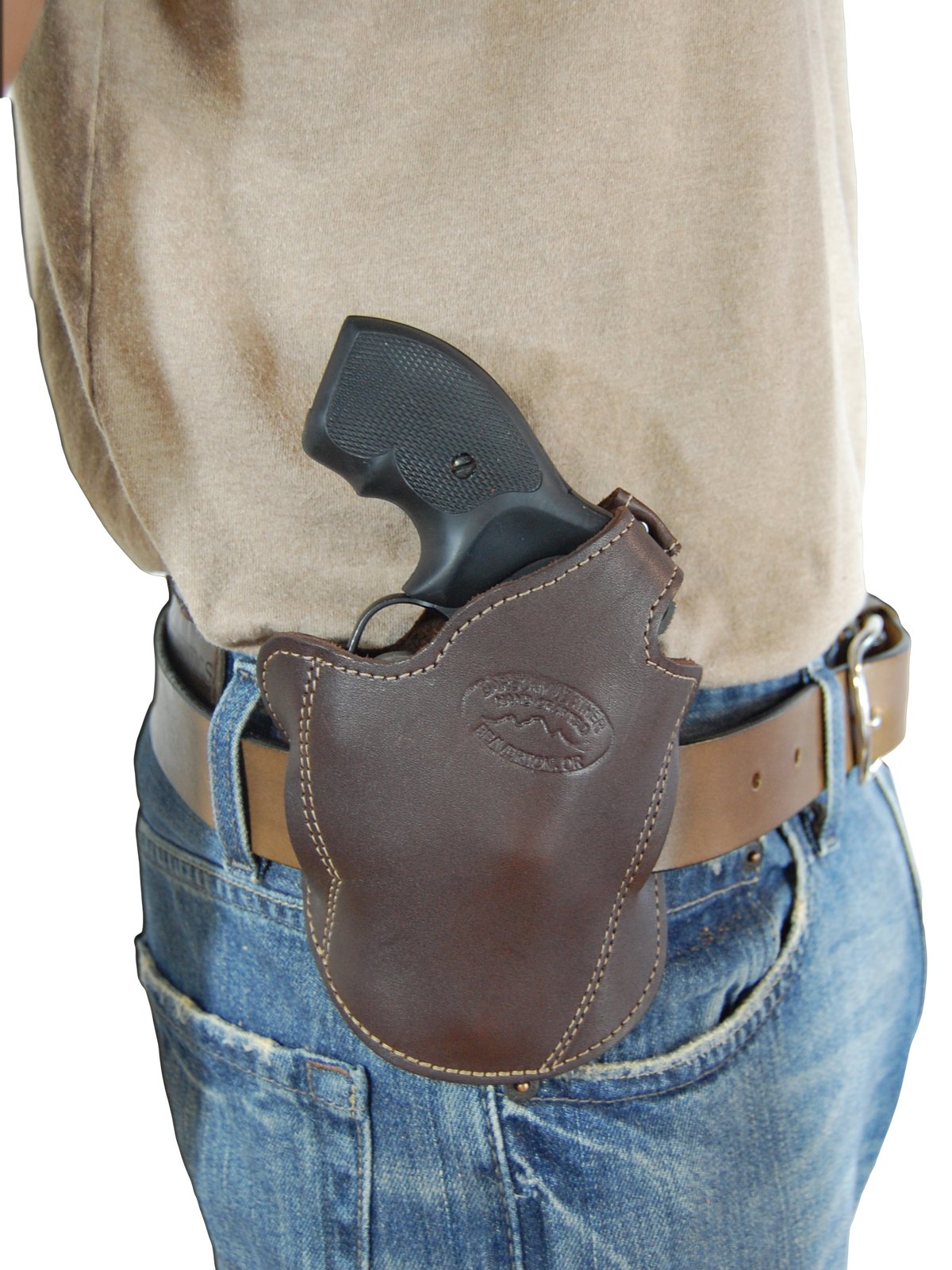 Barsony New Brown Leather Pancake Holster for 2