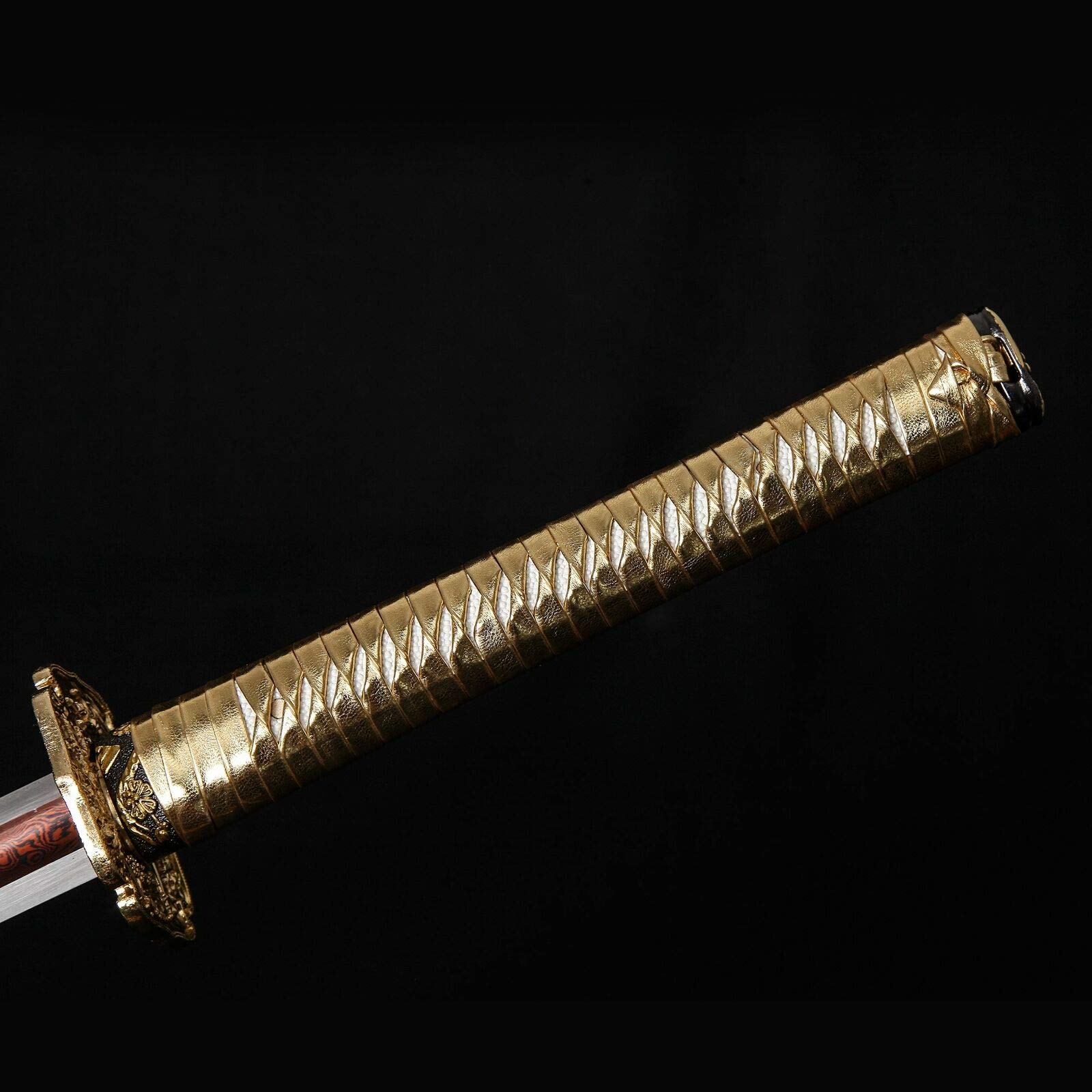Handmade Japanese Ninjato Sword - Double-Edged Gold Blade, Authentic Ninja & Samurai Sword for Cosplay, Martial Arts & Collectors