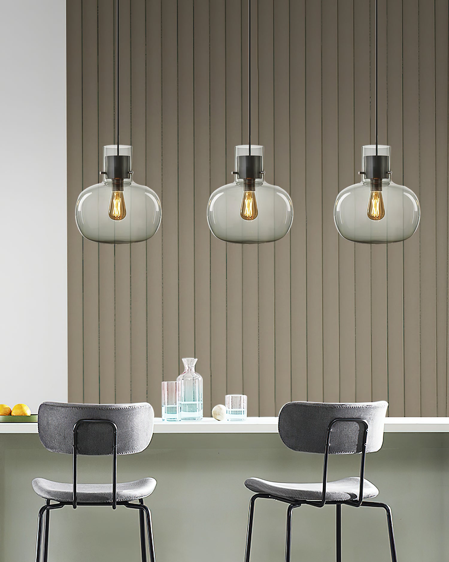 Cambre Glass Pendant Light - Modern Hanging Fixture for Kitchen Island, Dining Room & Bedroom Lighting - Dimmable LED Chandelier with Clear Glass Shade
