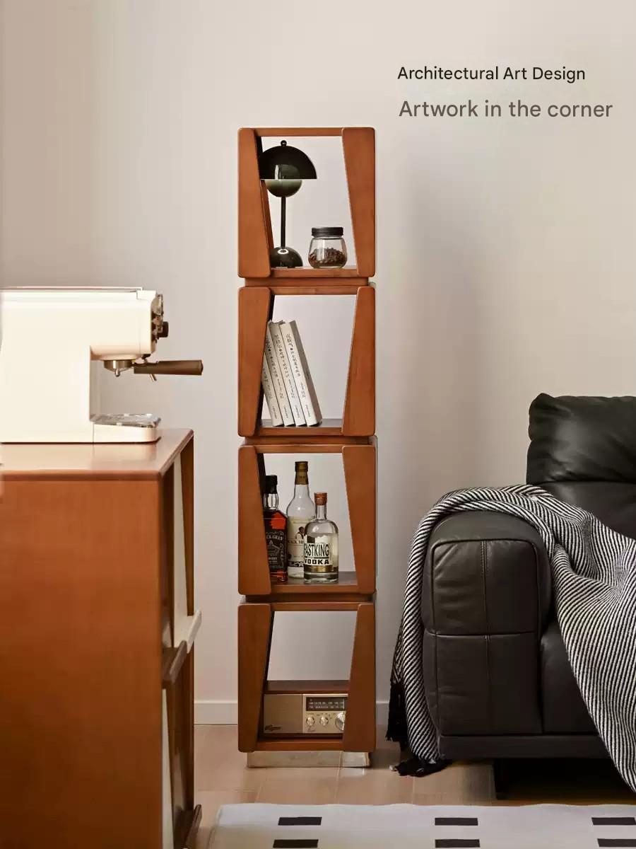Modern Poplar Solid Wood Bauhaus Bookshelf - Minimalist Home Office & Living Room Storage Shelf for Books & Decor