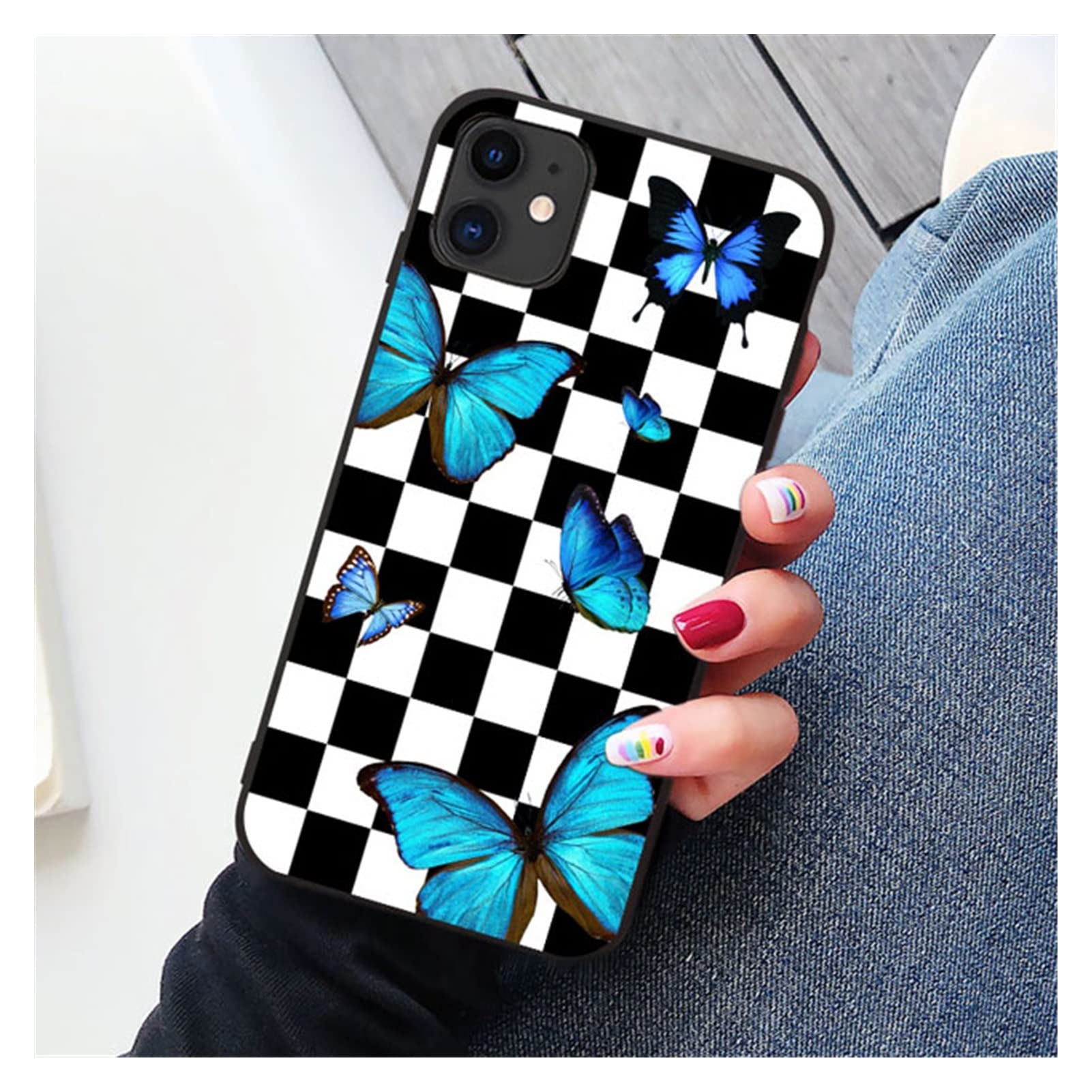 NSADE Cartoon Grid Phone Case for iPhone 7/8/XR/X/XS MAX/12/11/13 Pro MAX/SE 2020/13 Mini - Classic Plaid Design, Durable Protection (Army Green) - Perfect for Daily Use, Work & Travel