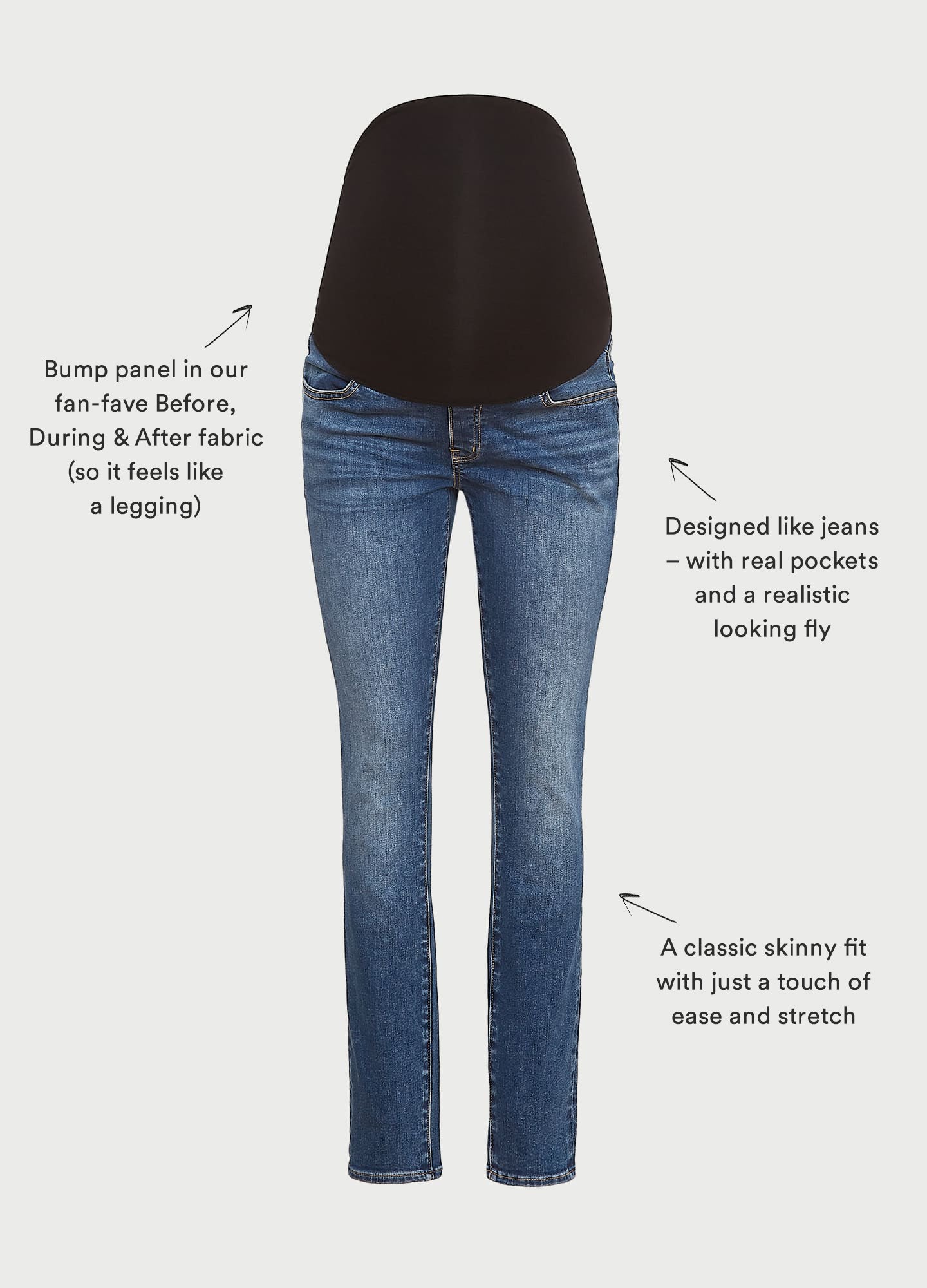 Stylish Over The Bump Slim Maternity Jeans for Pregnant Women - Comfortable Stretch Denim Pants for Everyday Wear & Maternity Photos