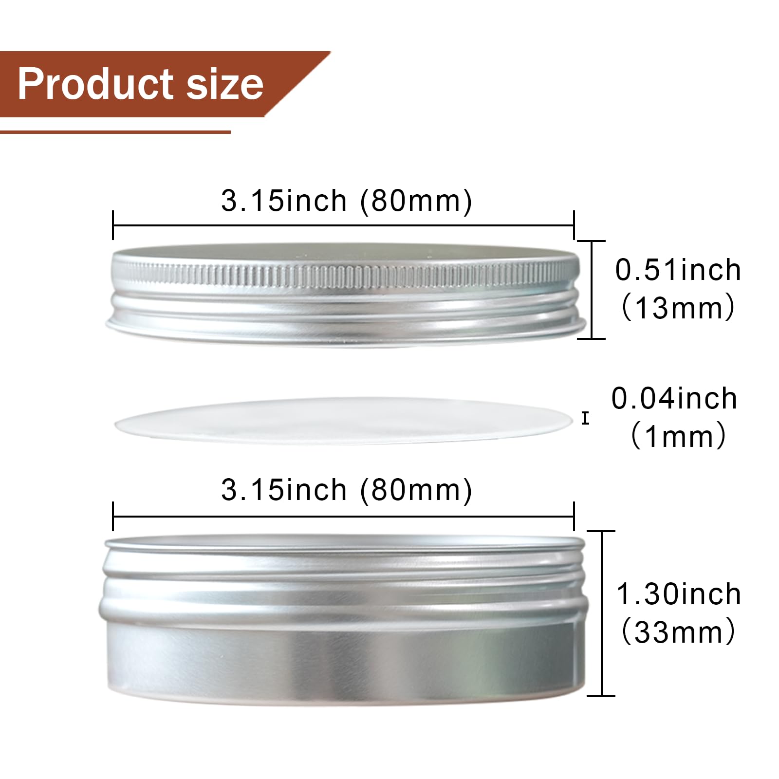 24 Pack 4oz Wide Mouth Aluminum Tin Cans with Lids - Durable Round Metal Tins for Spices, Candles, Salves & DIY Crafts - Includes Labels - Perfect for Kitchen Storage, Homemade Gifts & Craft Projects (Silver)
