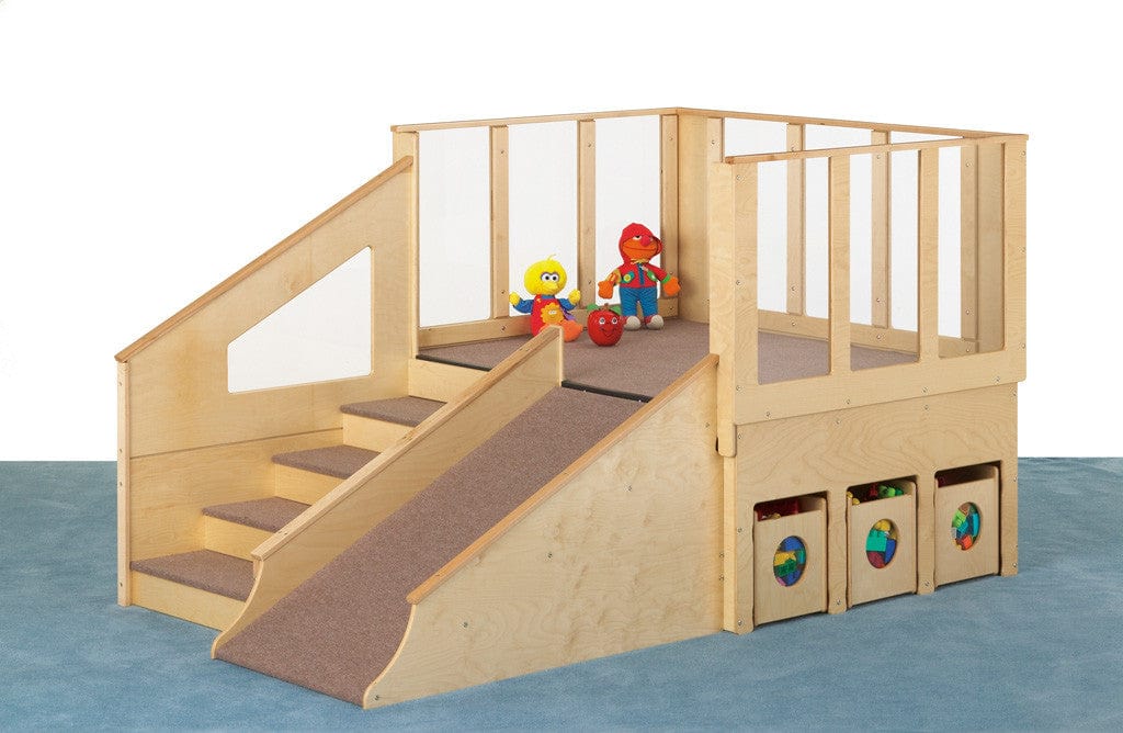 Jonti Craft Tiny Tots Loft with Storage Bins - Durable Kids Playhouse Furniture for Daycare, Preschool & Home Playroom