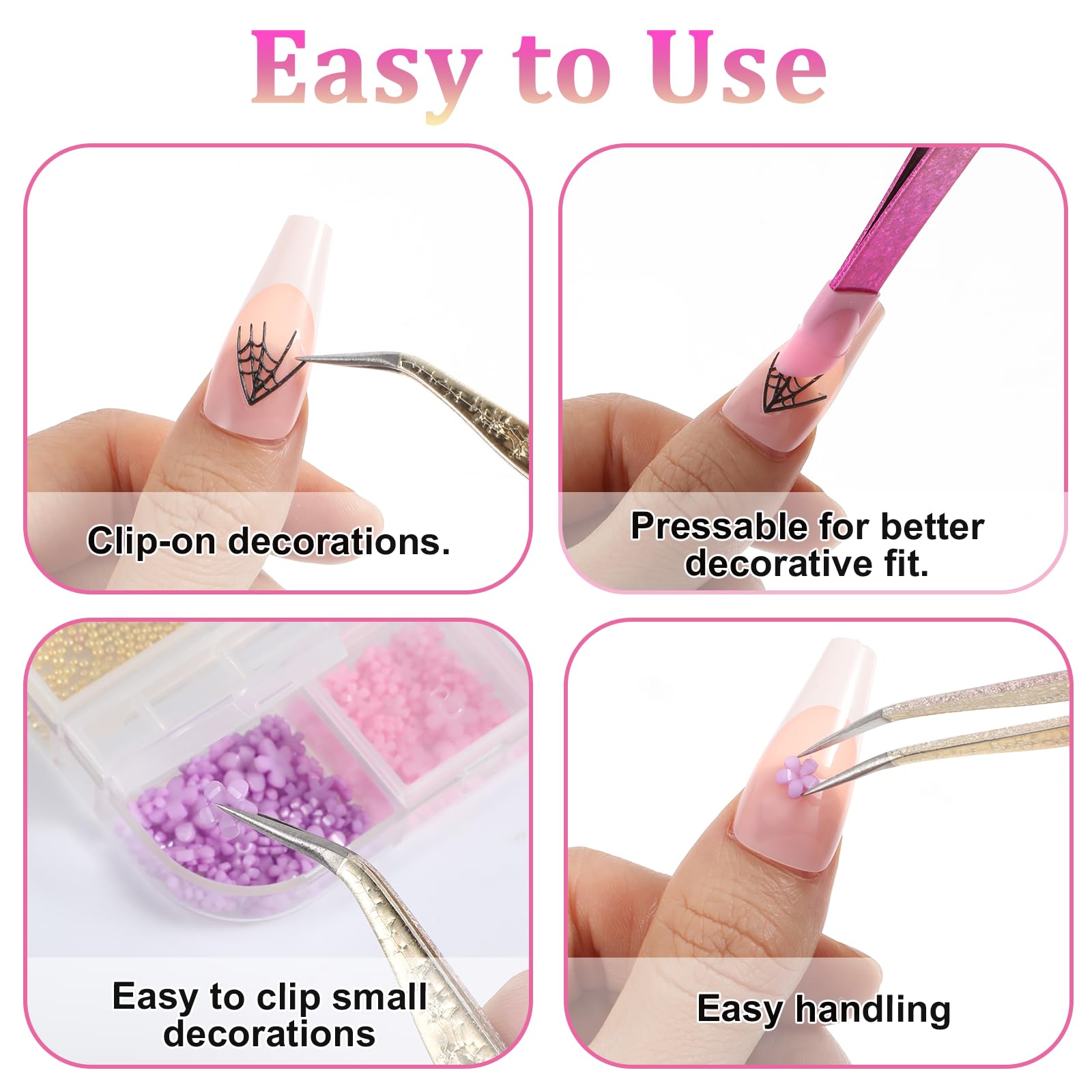 Pink Curved Tip Nail Art Tweezers - Stainless Steel Eyelash Extension & Rhinestone Sticker Tweezers with Silicone Pressing Head for Professional Nail Art, Jewelry Making, and DIY Crafts - Perfect for Salon, Home Use, and Beauty Enthusiasts