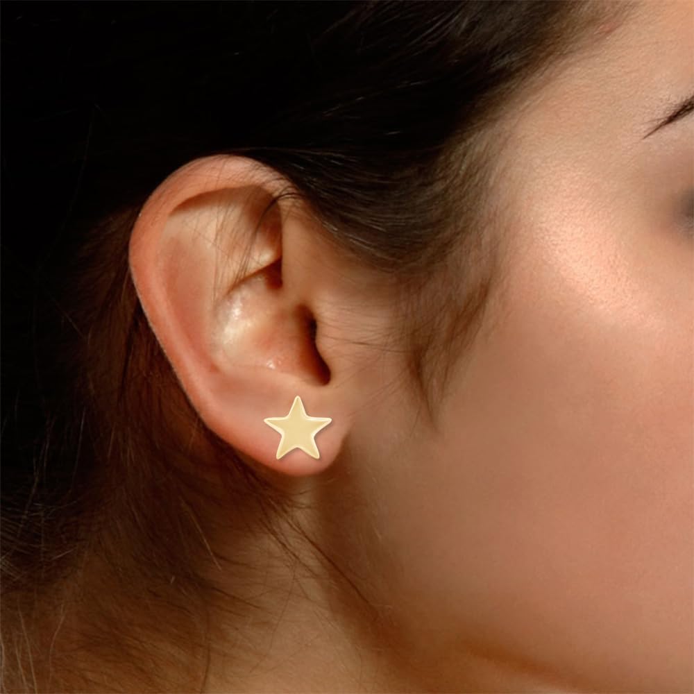 14K Gold Over Sterling Silver Moon and Star Asymmetrical Stud Earrings - Perfect for Boho, Festival, and Everyday Wear