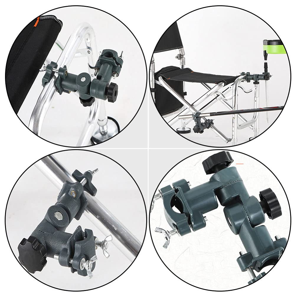 UPKOCH Portable Fishing Umbrella Mount Holder - Adjustable Metal Bracket for Fishing Chairs, Beach Umbrellas & Patio Parasols with Bait Tray & Rod Holder - Perfect for Outdoor Fishing, Camping & Beach Trips
