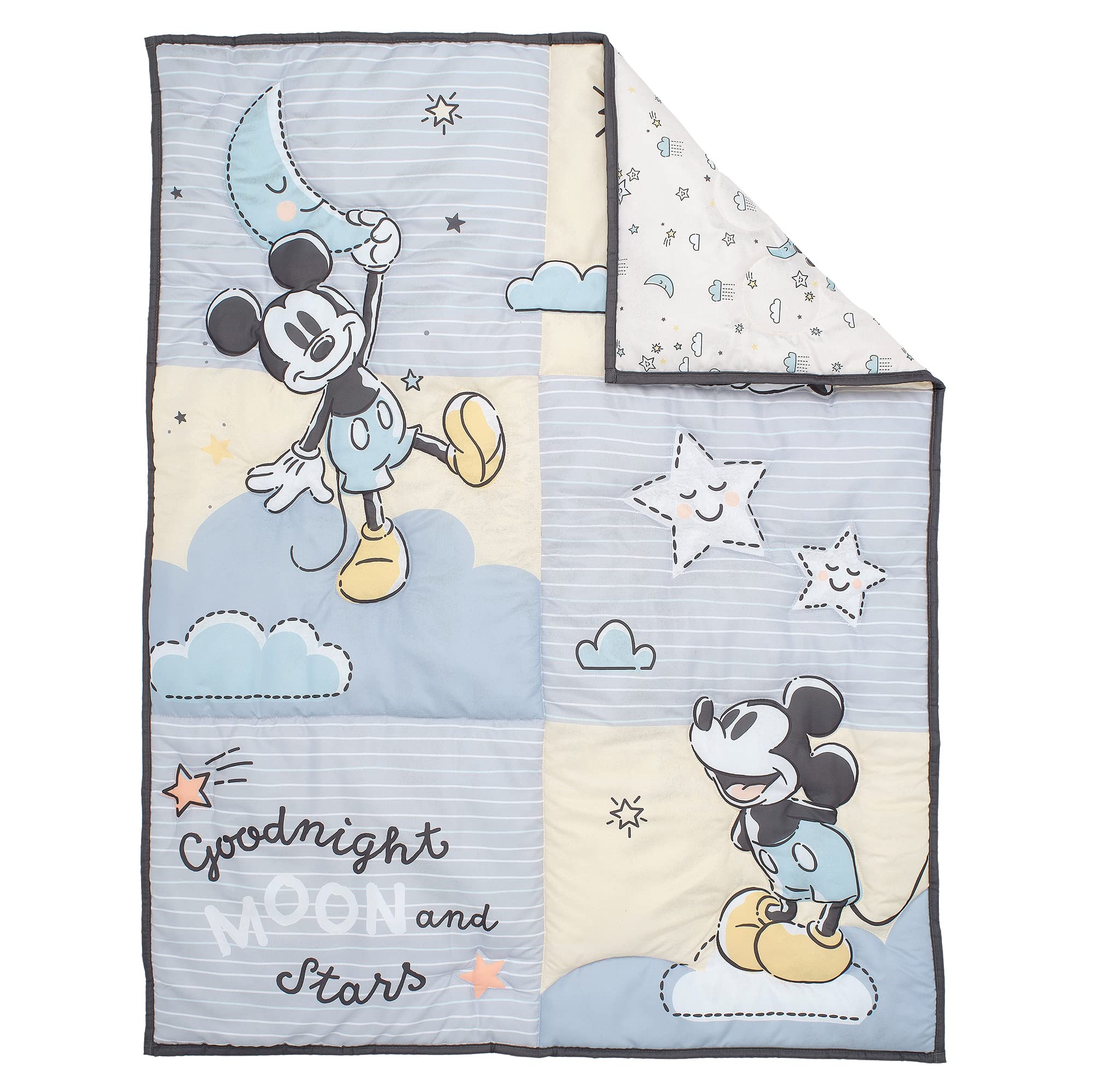 Disney Baby Moonlight Mickey Mouse 3-Piece Crib Bedding Set for Nursery | Soft & Cozy Lambs & Ivy Collection | Perfect for Newborns & Toddlers | Nursery Decor & Baby Shower Gift