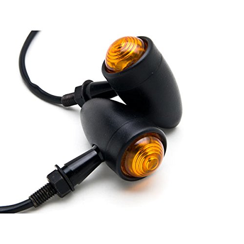 Krator 2-Piece Black Amber LED Turn Signal Lights for Harley Davidson Softail, Cross Bones, Deuce, Rocker - Waterproof Motorcycle Indicators for Night Riding and Enhanced Safety