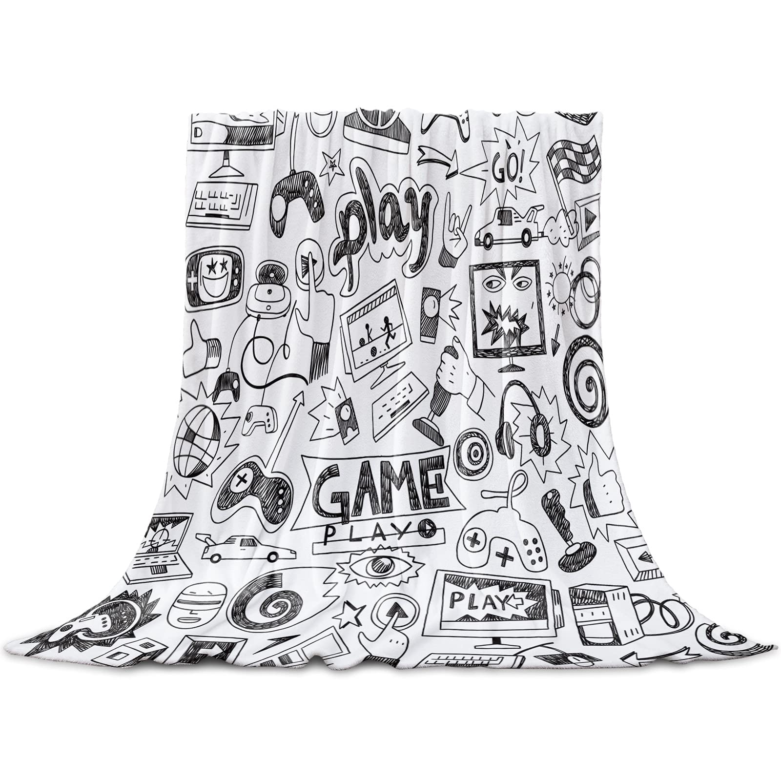Soft Flannel Fleece Microfiber Throw Blanket - 50x80 Inch Warm Cozy Blanket for Bed, Sofa, Couch & Camping - Perfect Gift for Gamers, Home & Outdoor Use