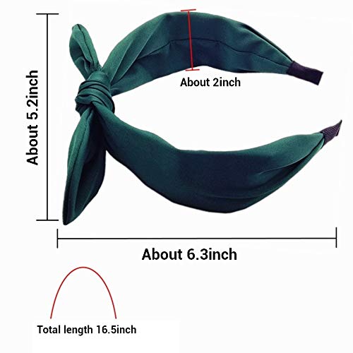 1Pcs Knotted Headbands for Women - Turban Headband Wide Hair Band with Bowknot (Green) | Yoga, Workout, Fashion Accessory, Daily Wear
