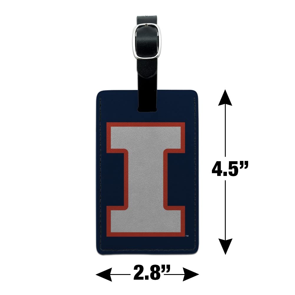 U of Illinois Fighting Illini Logo Leather Luggage Tag - Rectangle ID Card Holder for Travel, Suitcases & Backpacks | Perfect for Alumni, Students & Fans