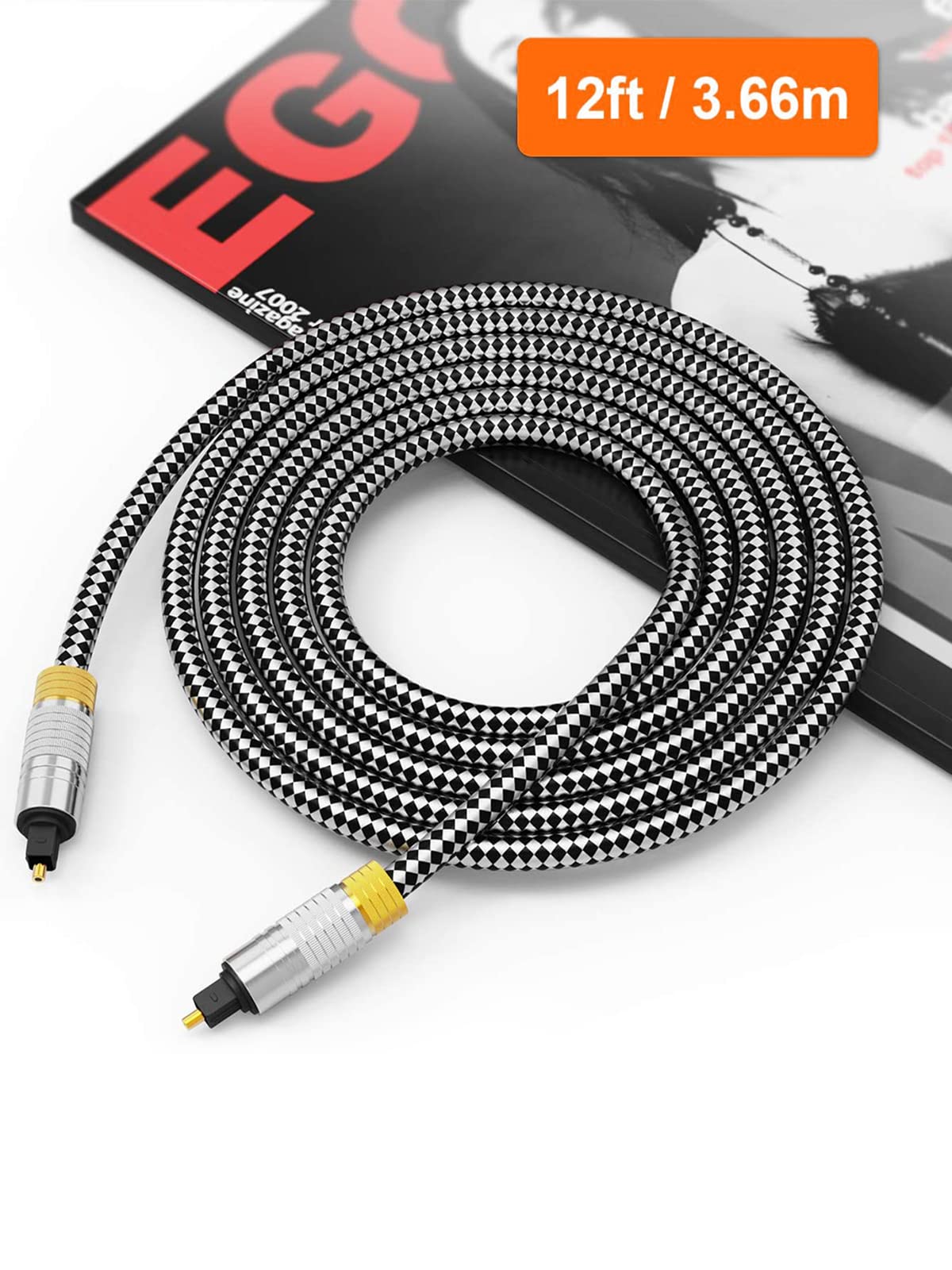 CableCreation 12FT Optical Audio Cable - Gold Plated Digital Audio Cable for Home Theater, Sound Bar, TV, PS4, Xbox, PlayStation - Perfect for Gaming & Home Entertainment (3.6M)