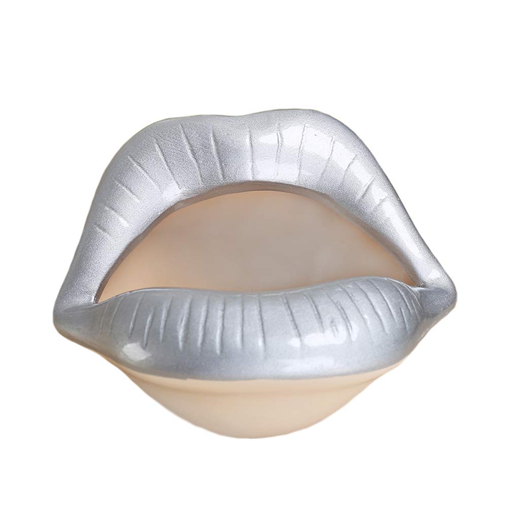 Modern Silver Ceramic Cigarette Ashtray Holder with LED Lights - Stylish Home Decor for Living Room, Patio, or Smoking Lounge