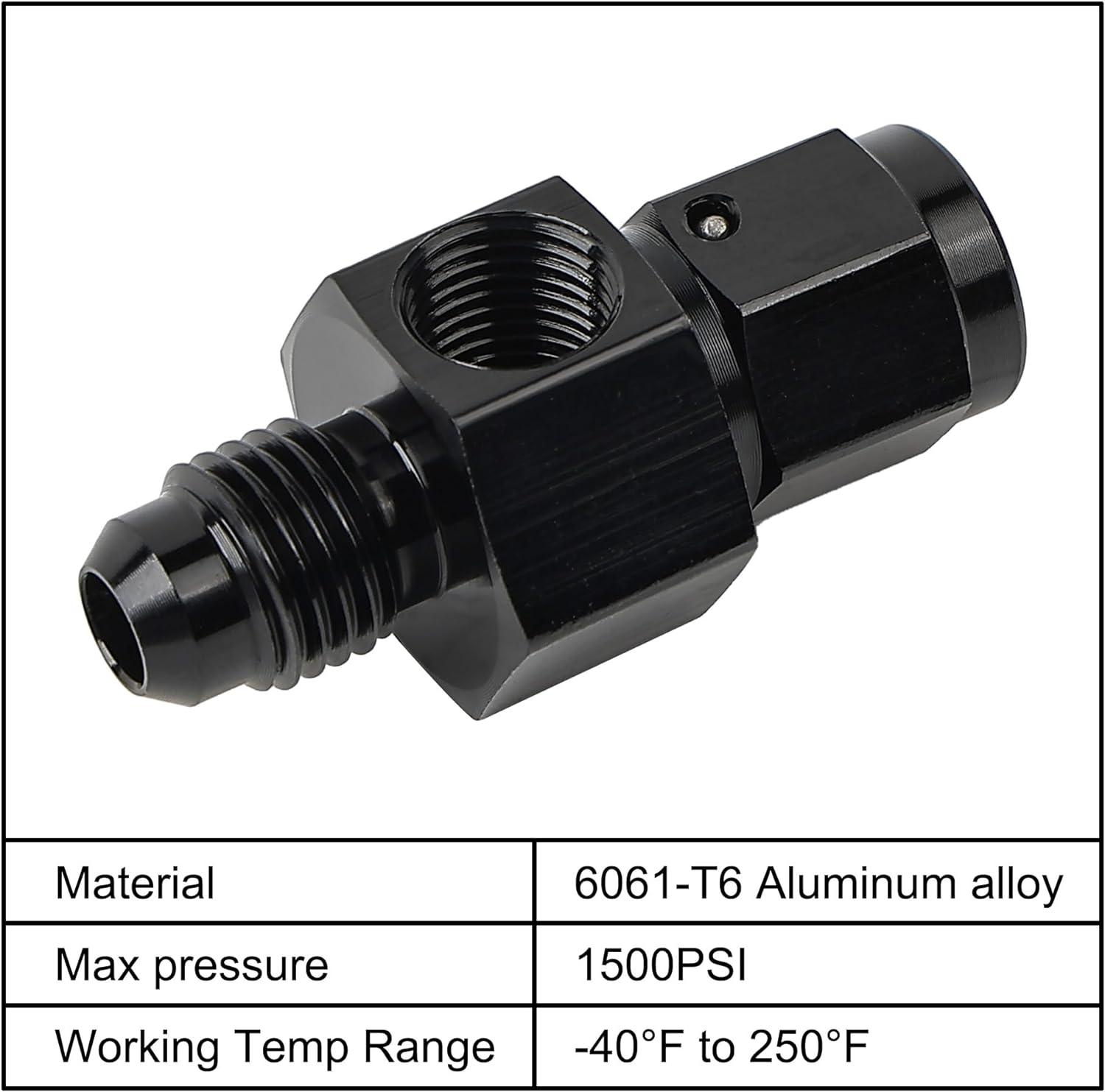 EVIL ENERGY AN Male Flare to Female Swivel Fuel Pressure Adapter with NPT Gauge Port - High Performance Fuel System Fitting for Racing, Turbo & Diesel Applications