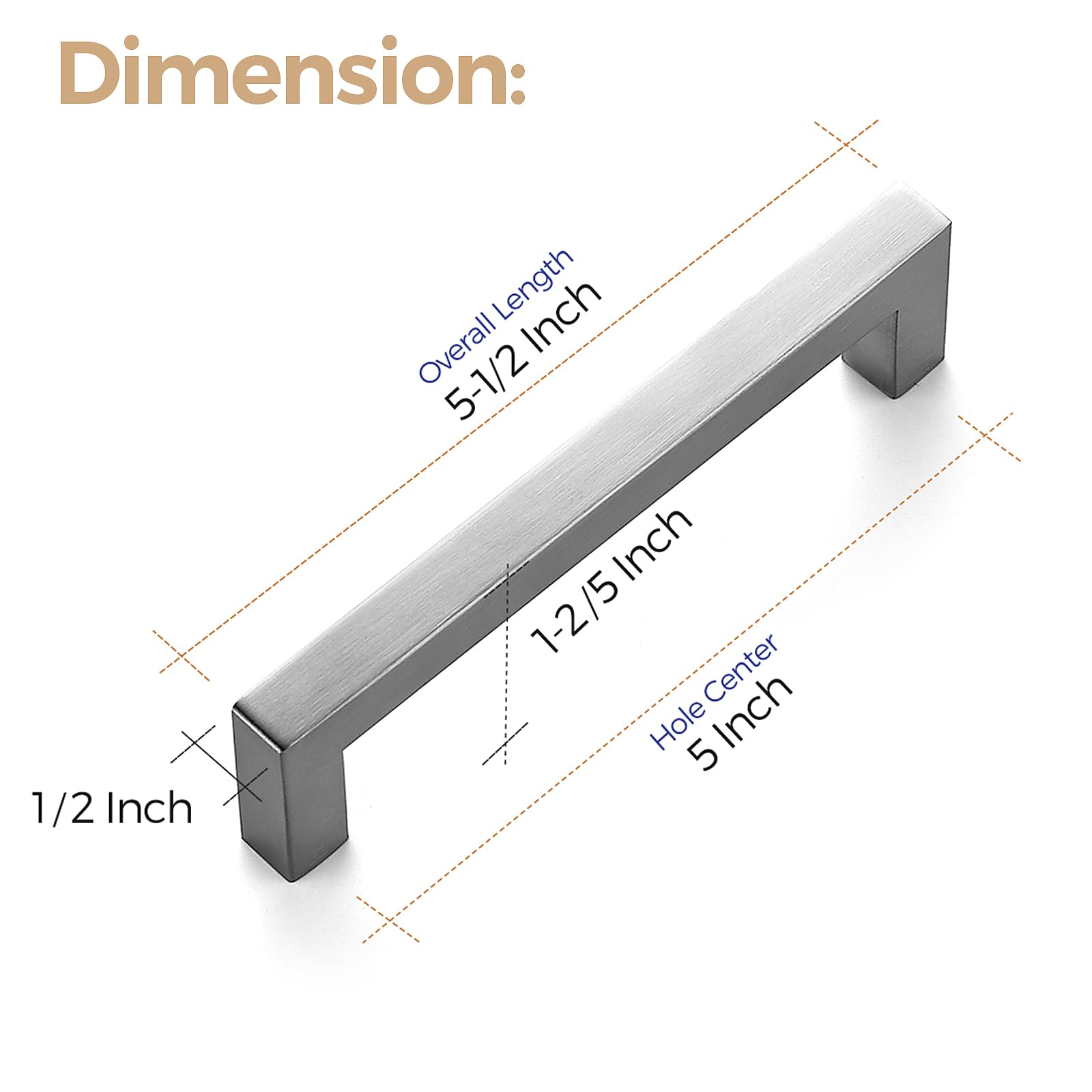 Ravinte 30-Pack Brushed Nickel Cabinet Handles - 5 Inch Hole Center Square Drawer Pulls for Kitchen Cabinets & Cupboards | Durable Stainless Steel Hardware for Modern Home & Office Furniture
